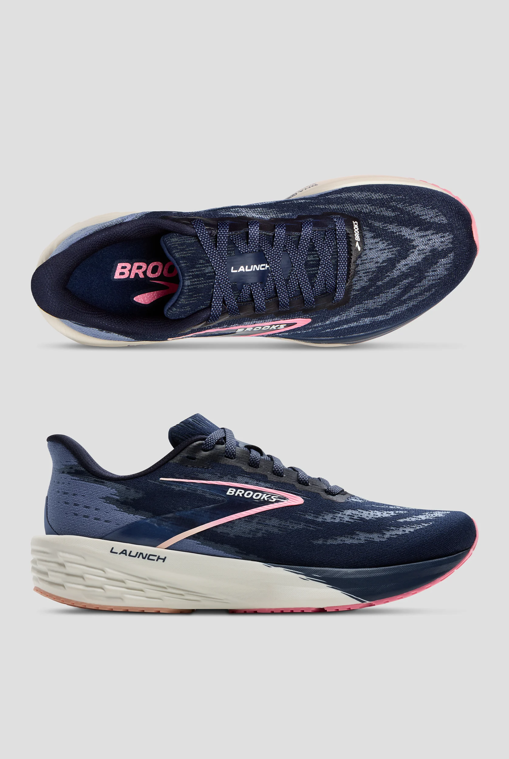 Zapatillas deportivas Brooks Launch 11 Peacoat/Blue/Peach con cordones para mujer