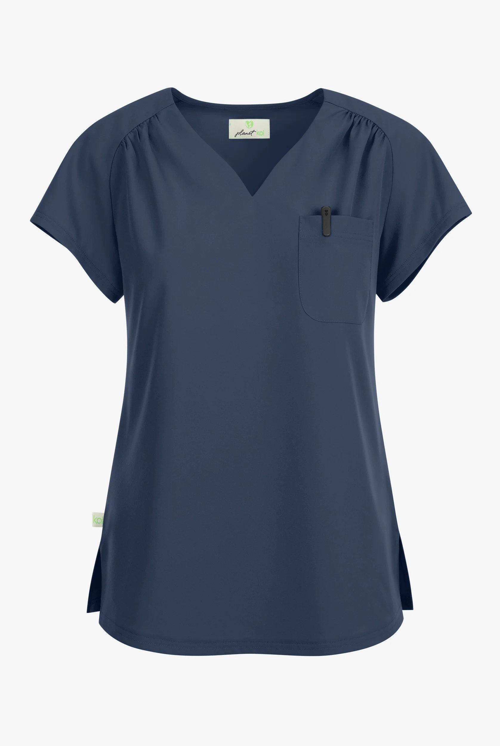 Blusa m&eacute;dica Planet koi Kallani STRETCH con cuello redondo y 1 bolsillo para mujer