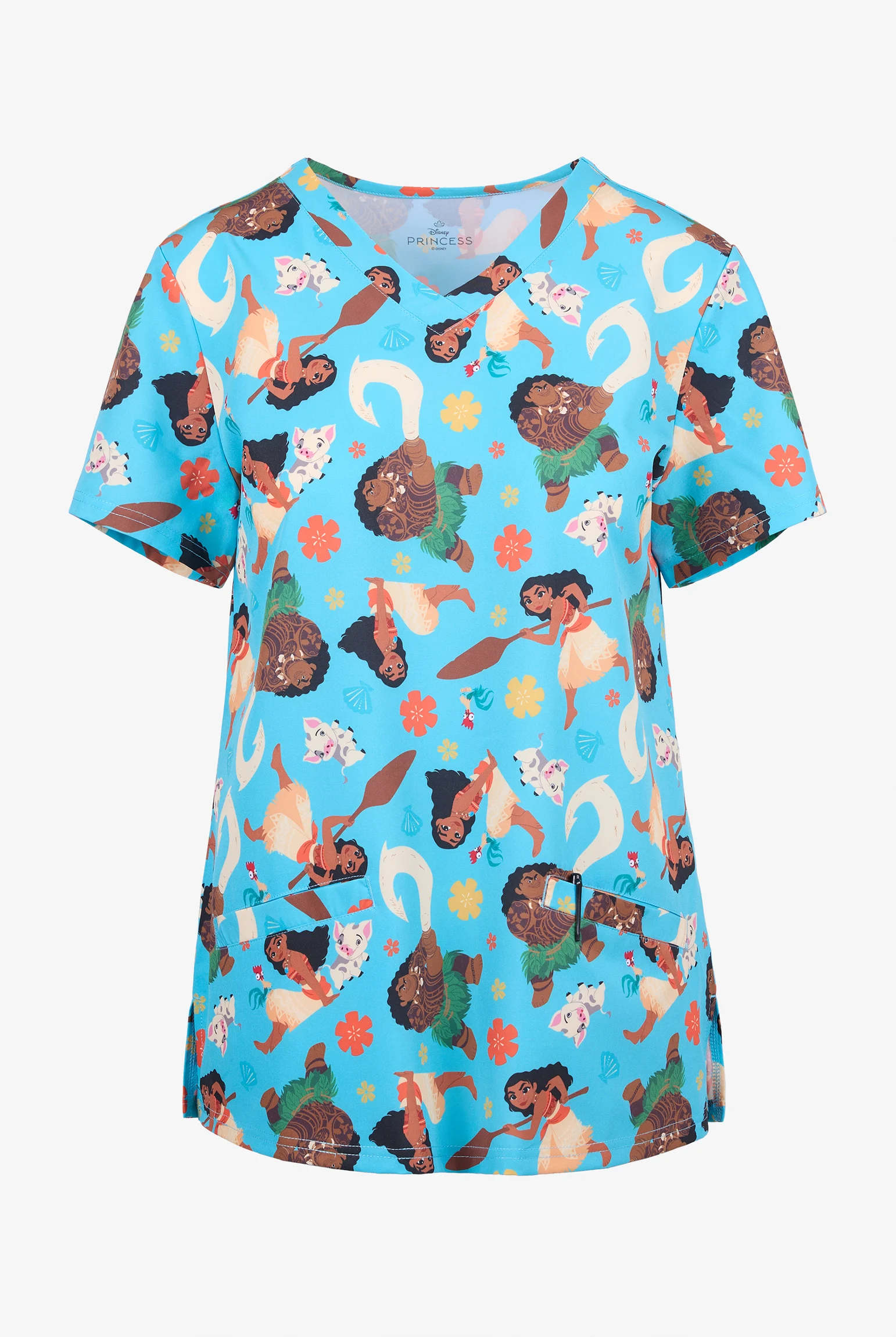 Moana by Funscrubs Women's 2-Pocket STRETCH V-Neck Print Scrub Top