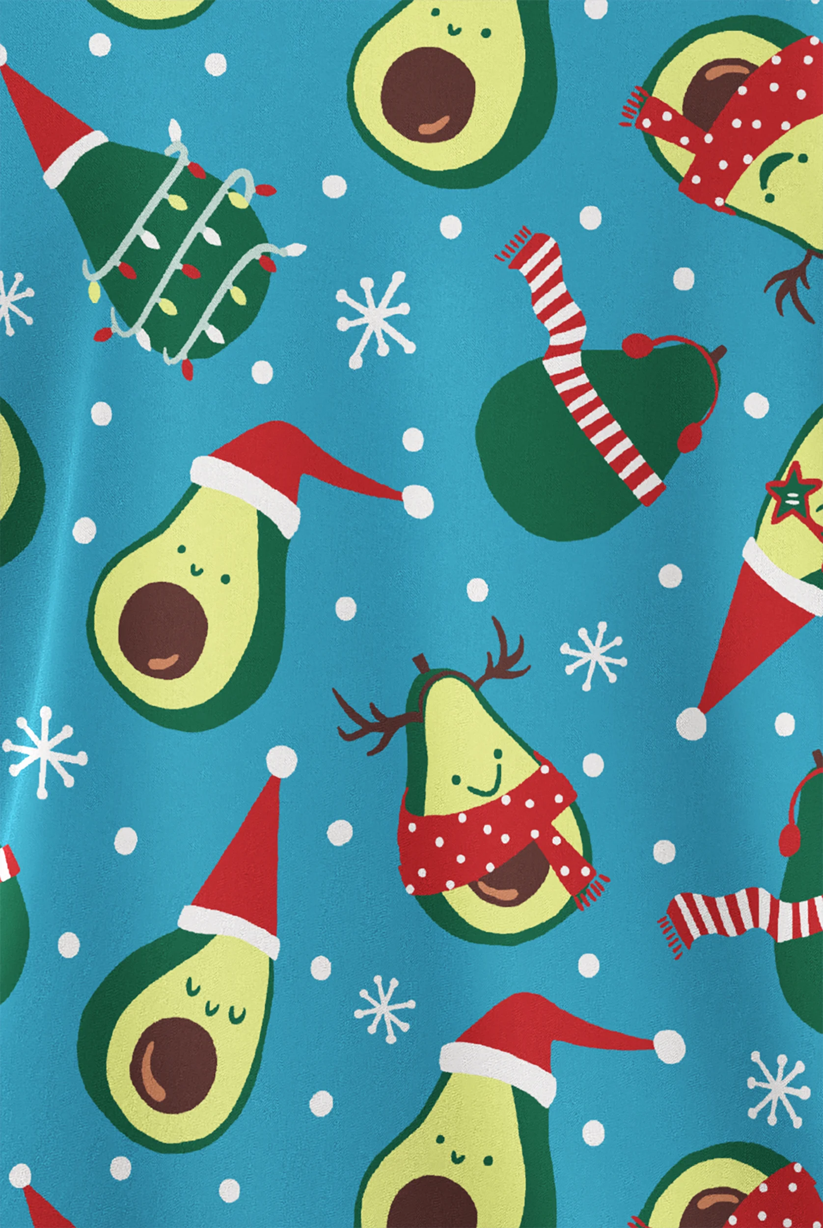 Butter-Soft STRETCH Avocaho Ho Ho Turquoise Women's 2-Pocket V-Neck Print Scrub Top