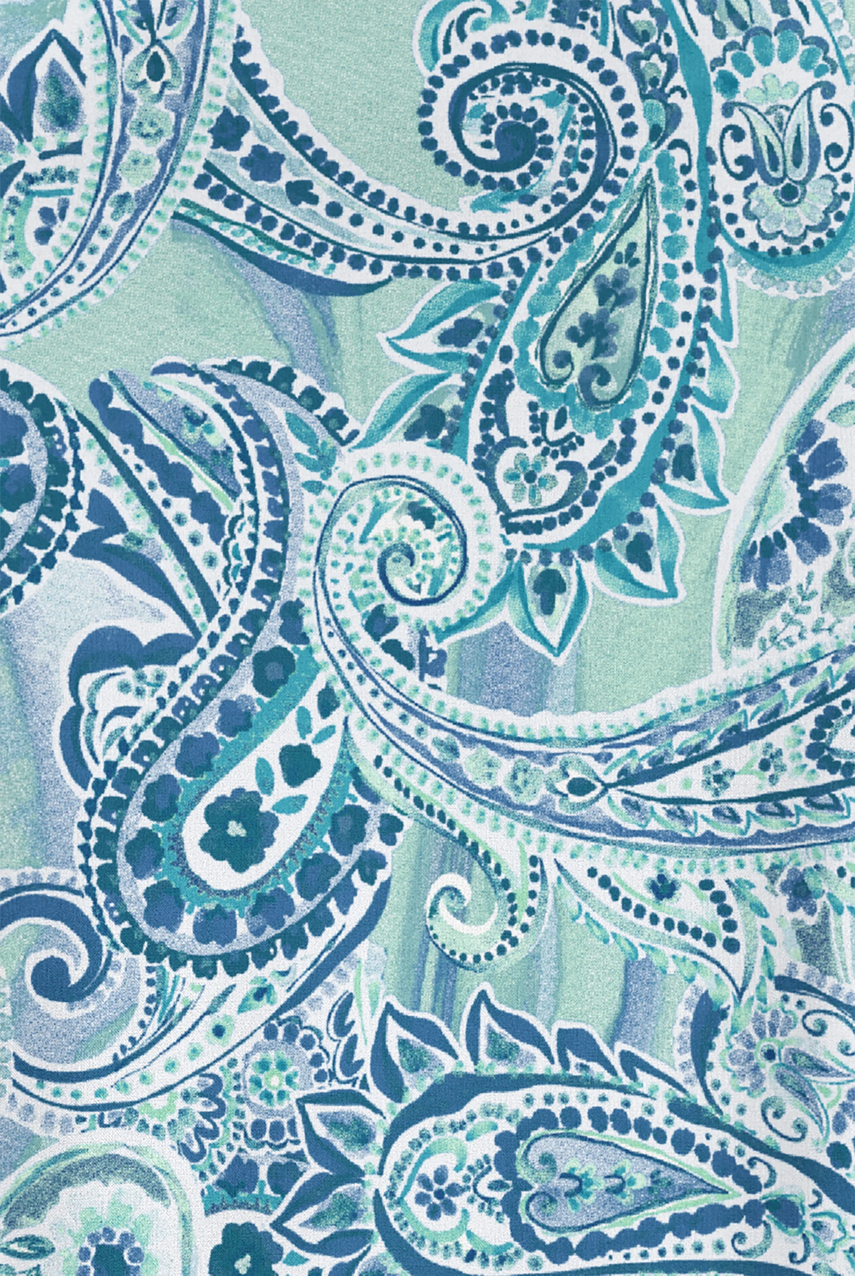 Butter-Soft STRETCH Paisley Romance Watermint Women's 5-Pocket V-Neck Print Scrub Top