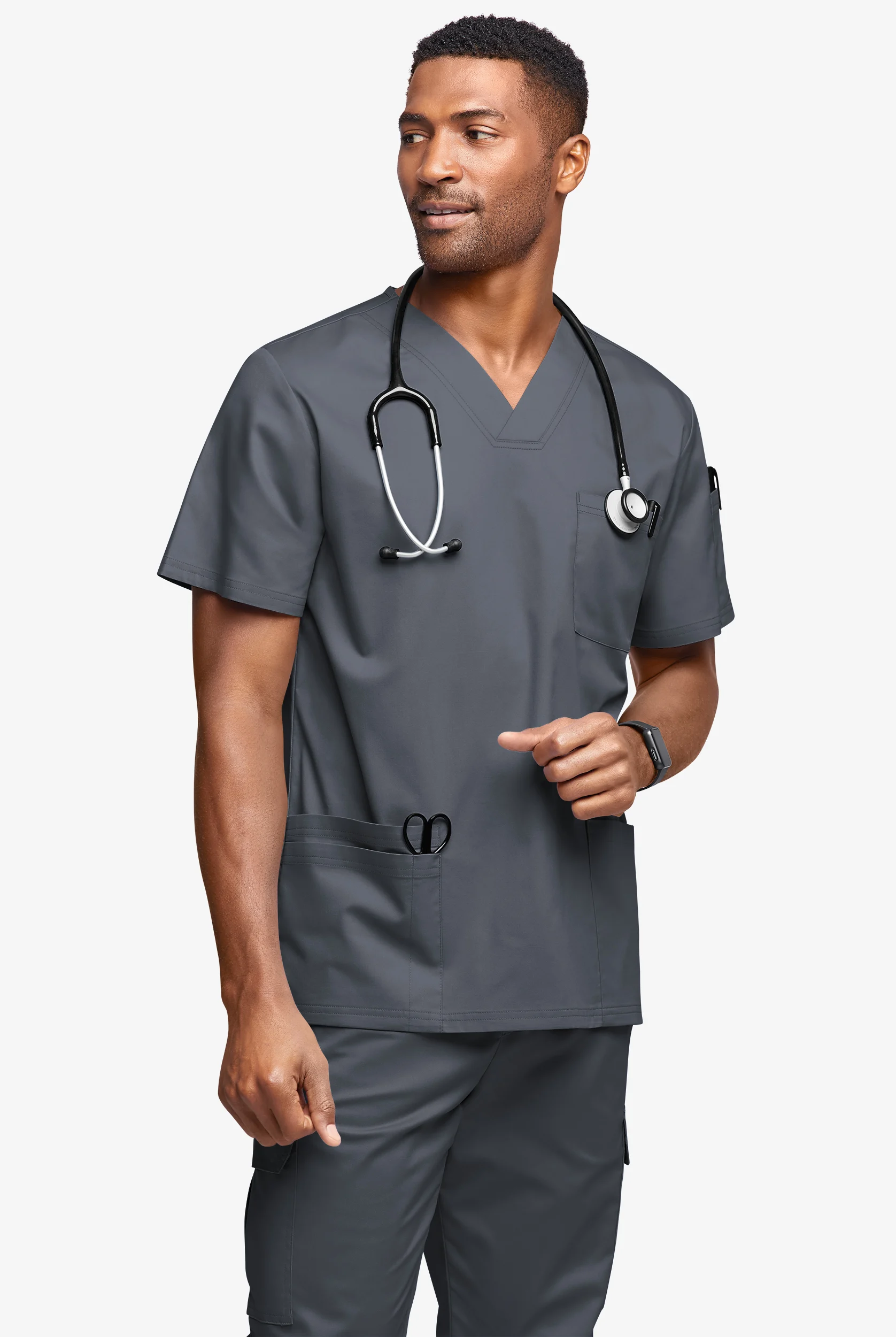 Butter-Soft STRETCH Men's 6-Pocket V-Neck Scrub Top