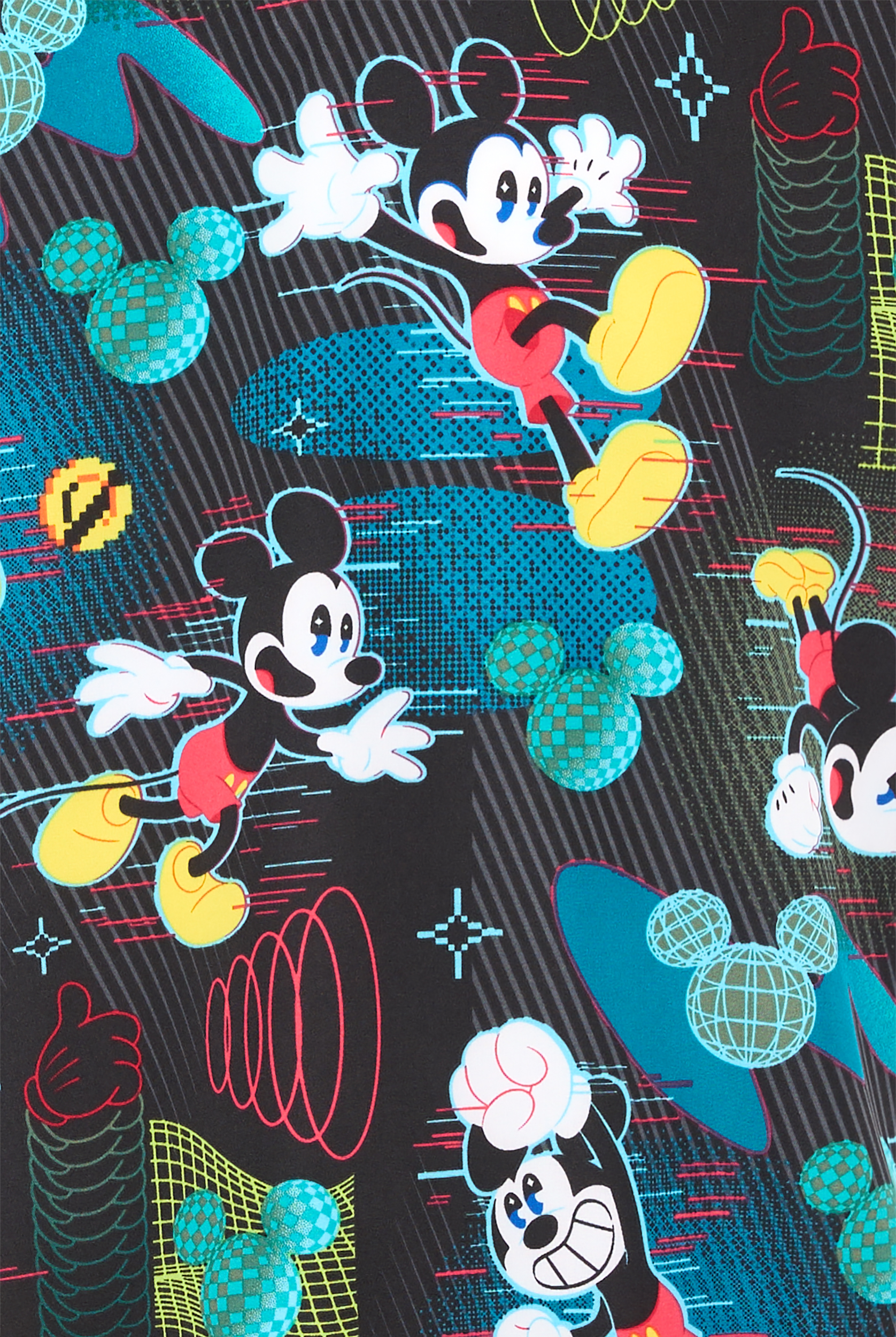 Tooniforms Disney's Digital Mickey Men's 2-Pocket STRETCH V-Neck Print Scrub Top