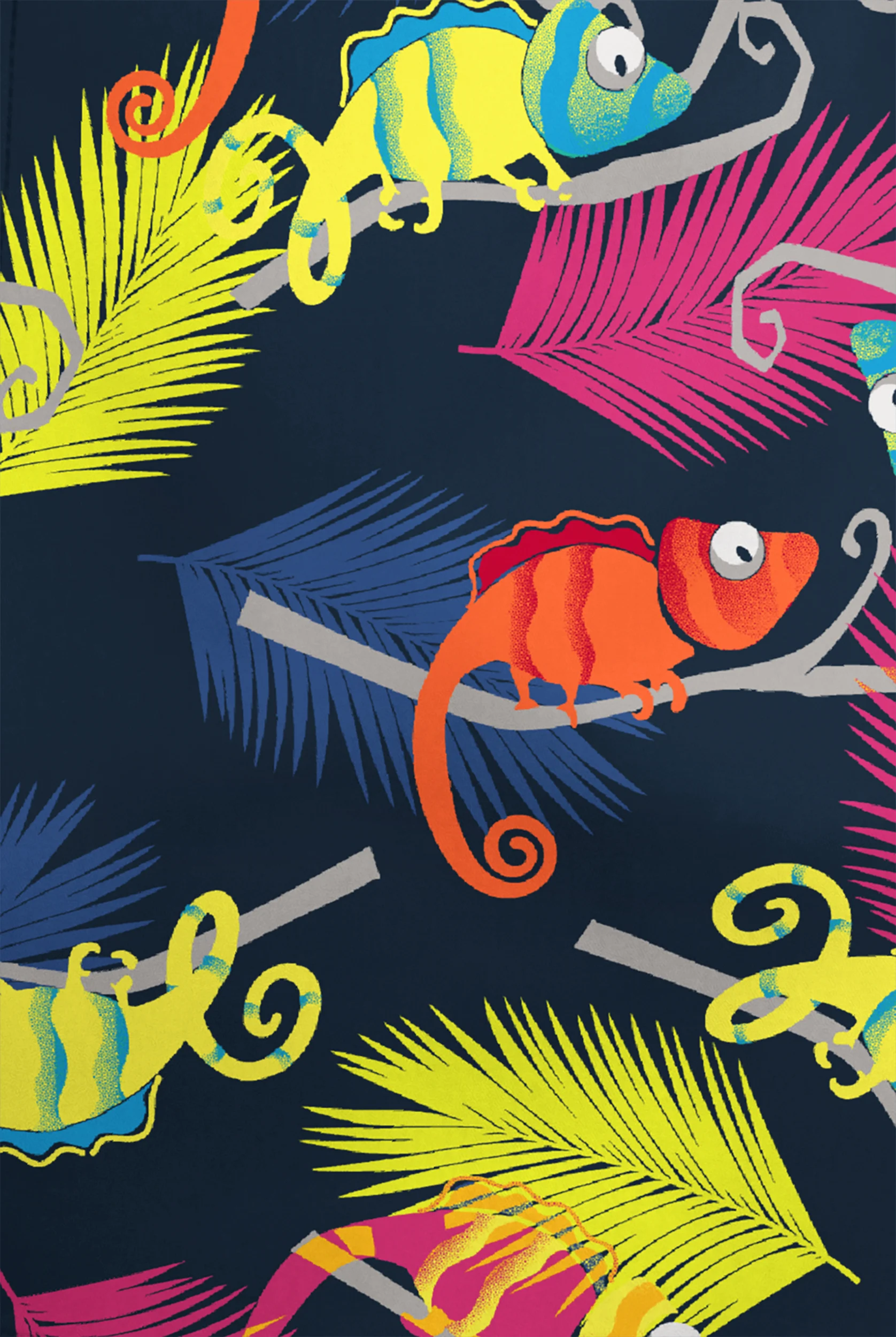 Butter-Soft STRETCH Chameleon Adventure Navy Women's 4-Pocket Crisscross Print Scrub Top