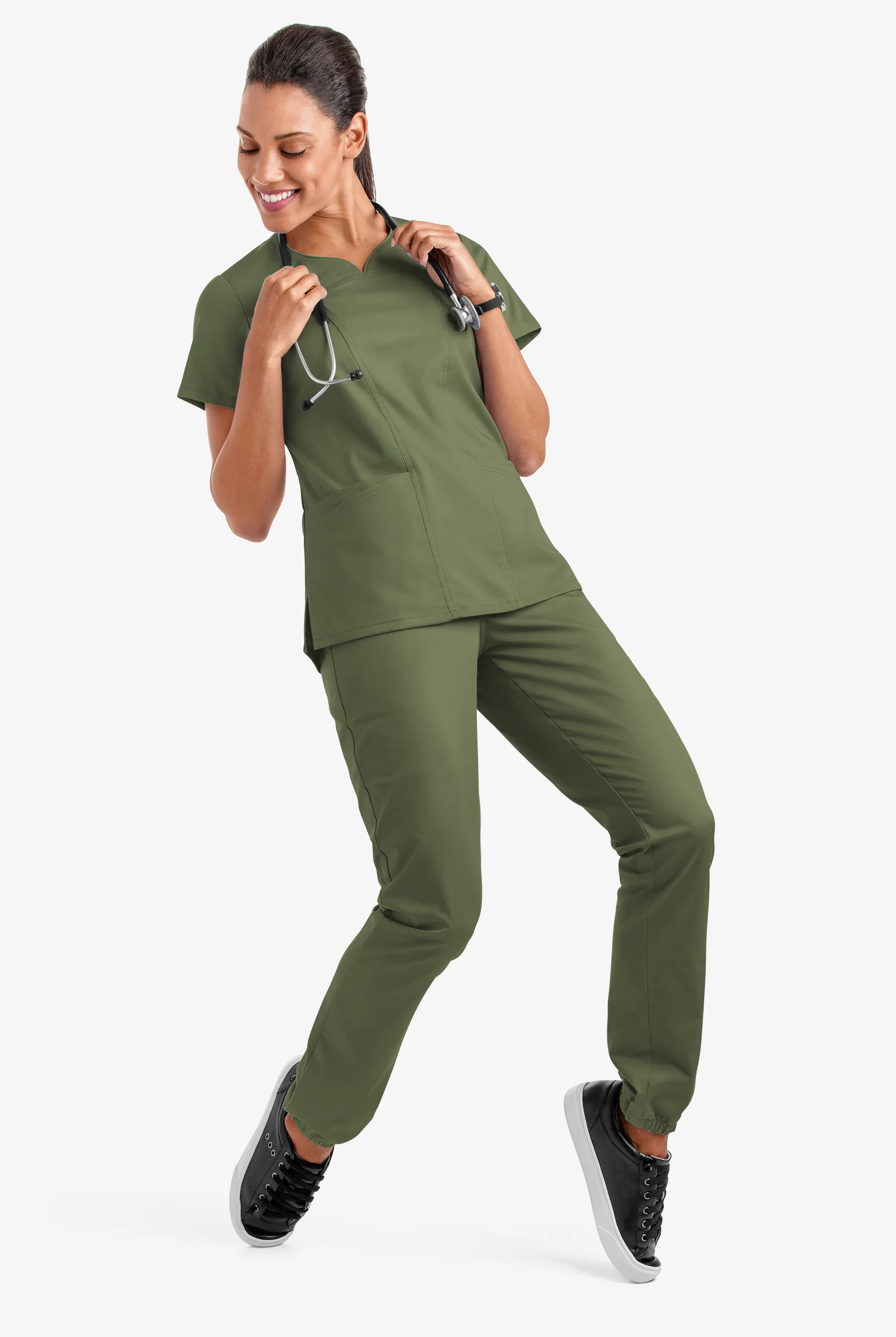 Butter-Soft STRETCH Women's 4-Pocket Sweetheart Neck Scrub Top