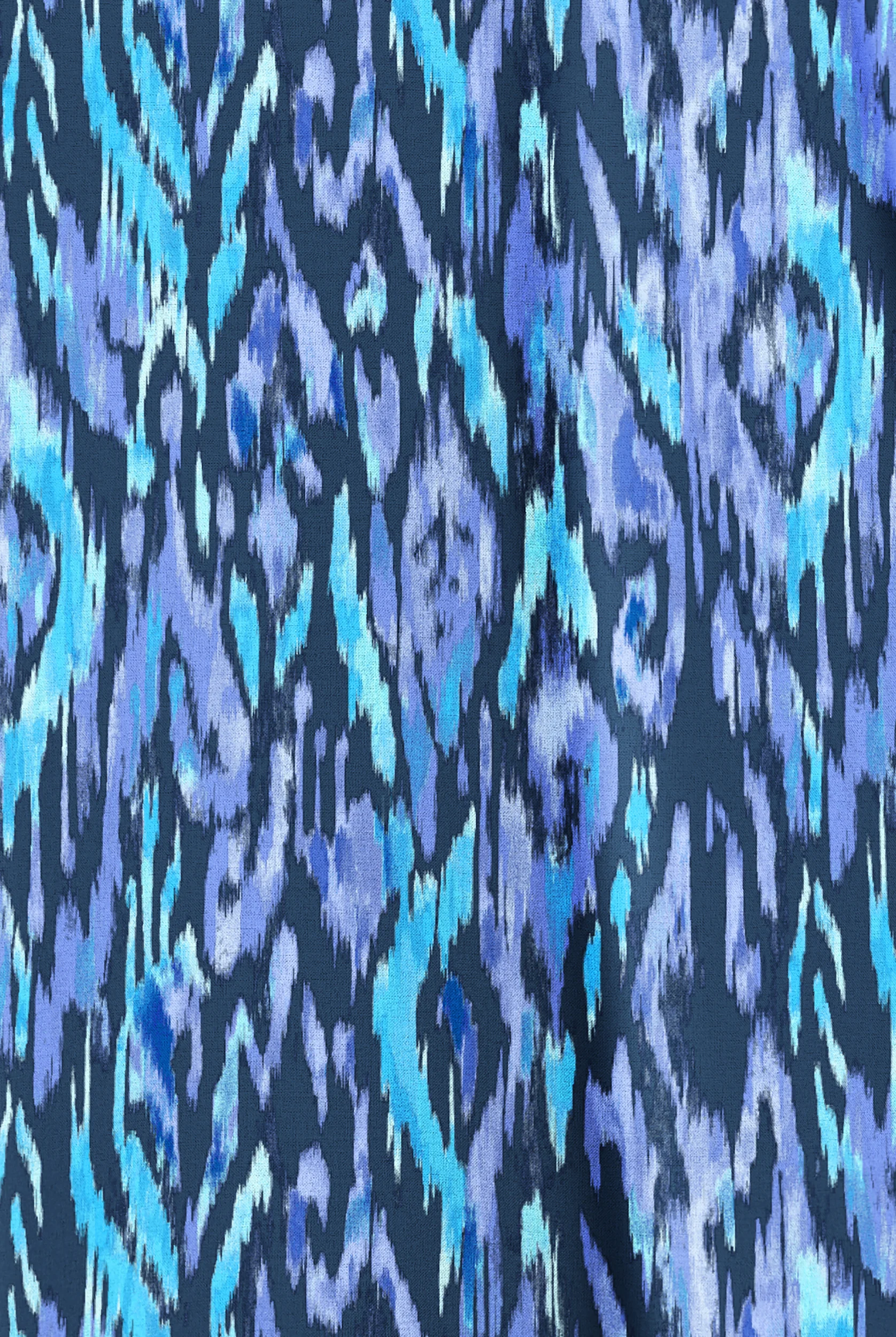 Easy STRETCH Rotterdam Ikat Navy Women's 2-Pocket Tuck-In V-Neck Print Scrub Top