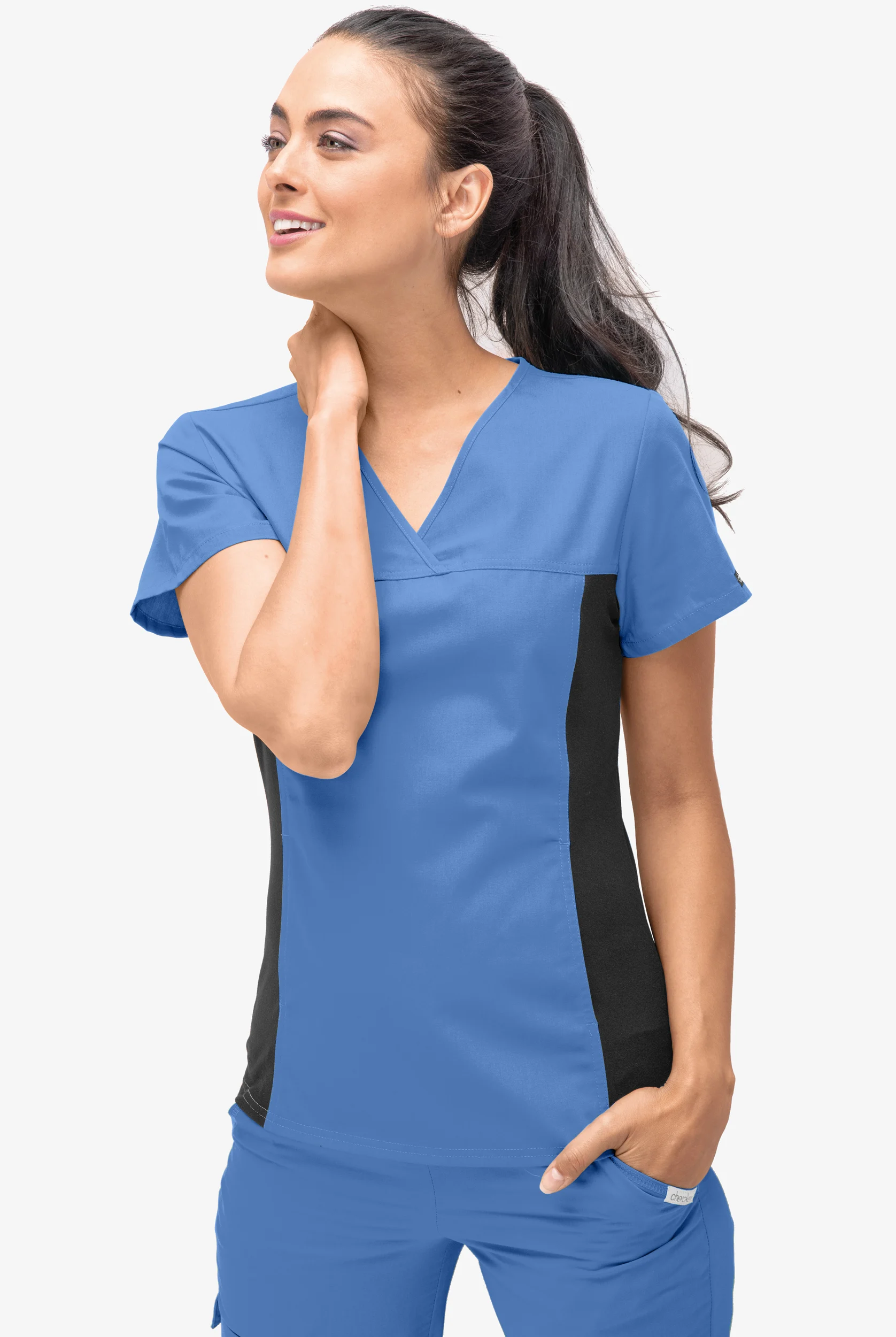 Blusa médica Cherokee Flexibles STRETCH con cuello en V y 2 bolsillos para mujer