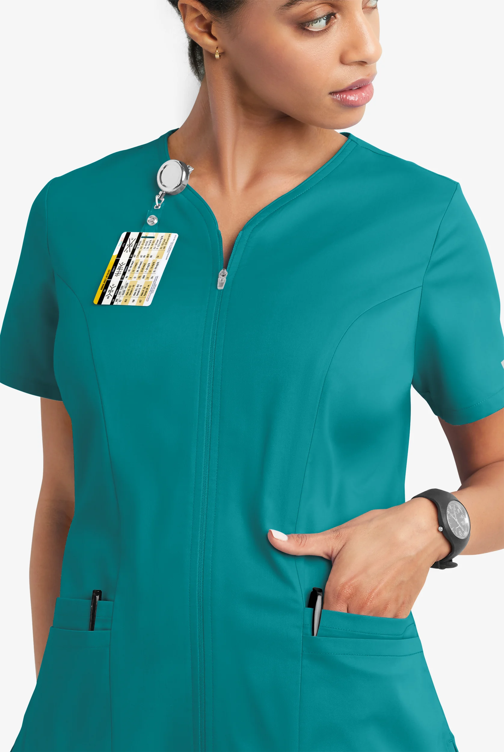 Blusa médica UA Butter-Soft STRETCH con cremallera y 4 bolsillos para mujer