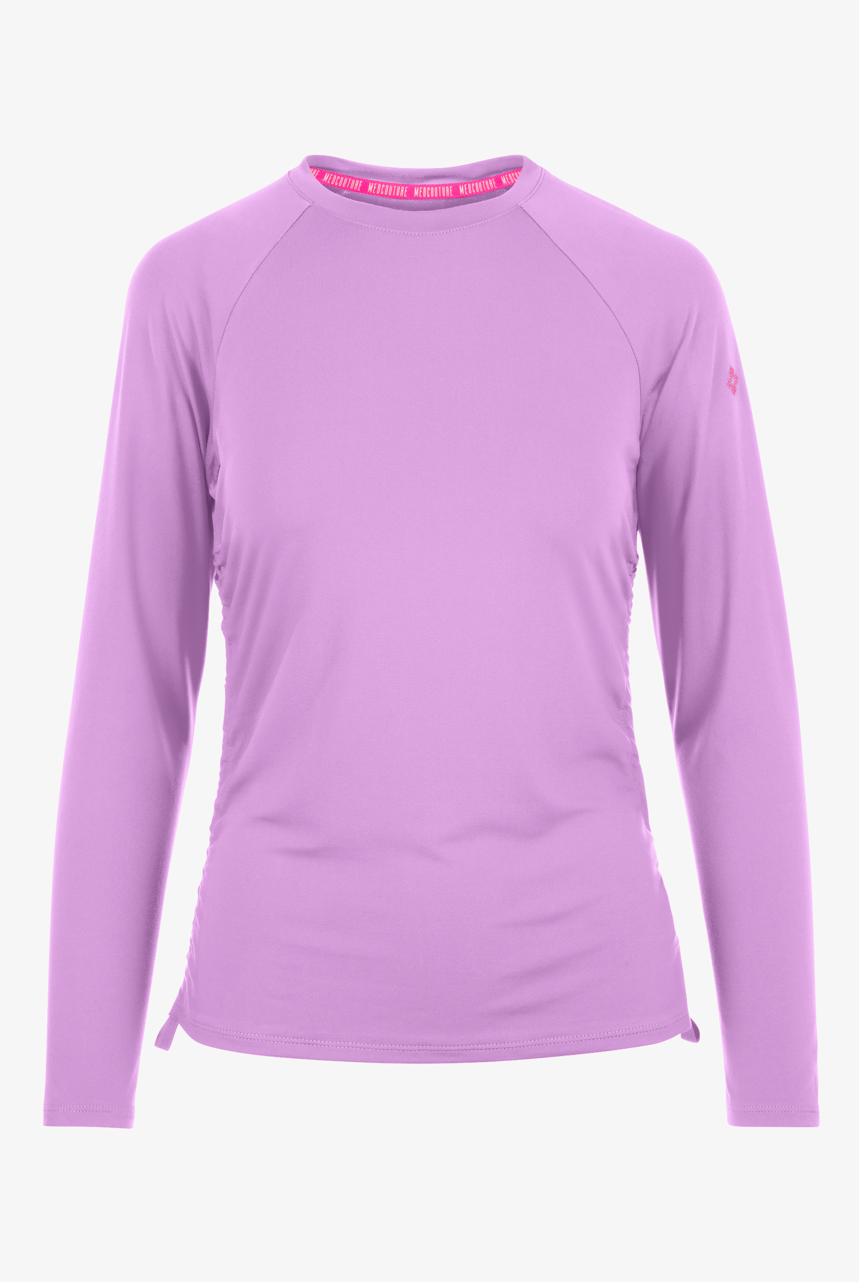 Med Couture Layers Women's STRETCH Ruched Long Sleeve Round Neck Knit Underscrub