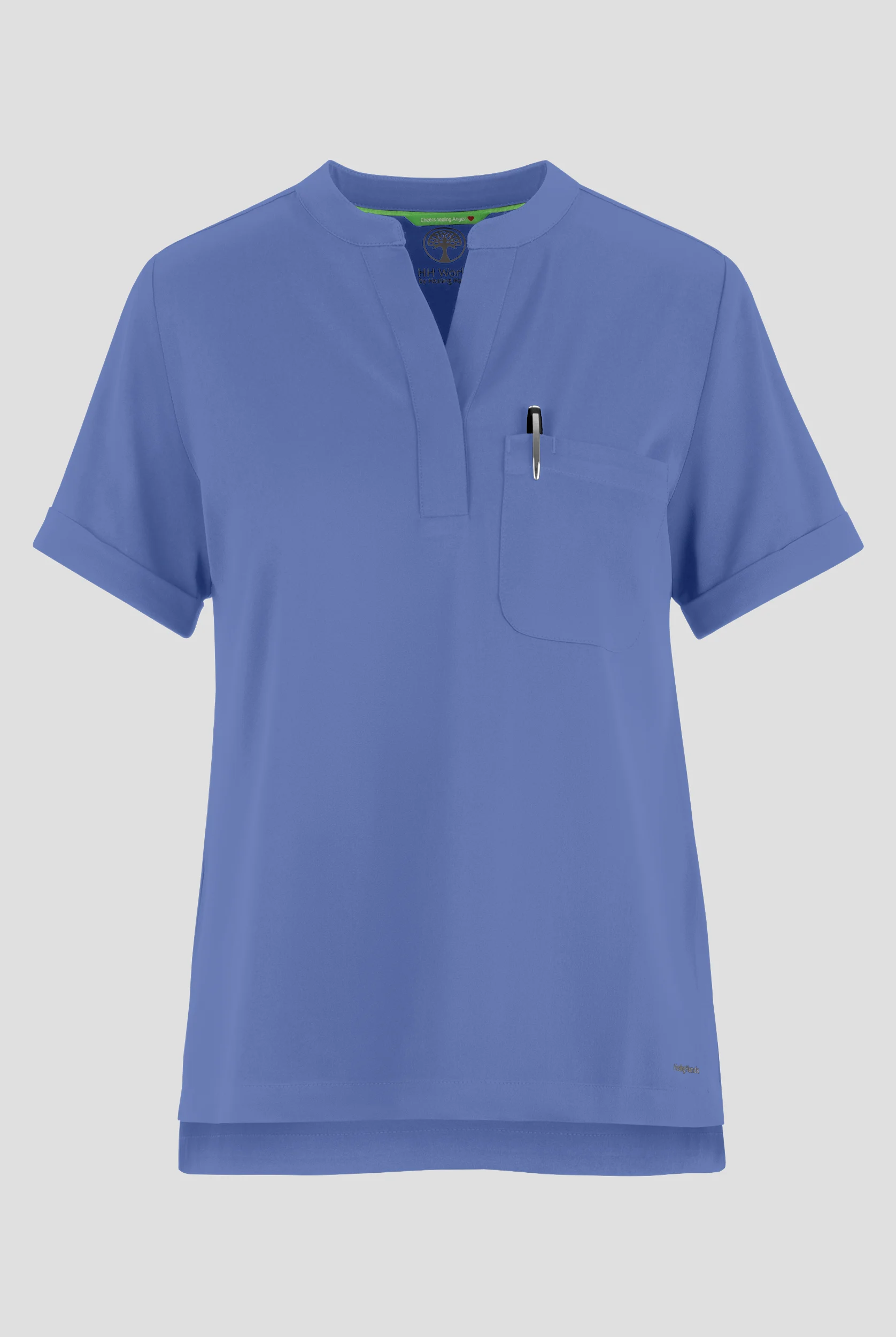 HH Works by Healing Hands Macy Women's 1-Pocket STRETCH Mandarin Collar Tuck In Scrub Top