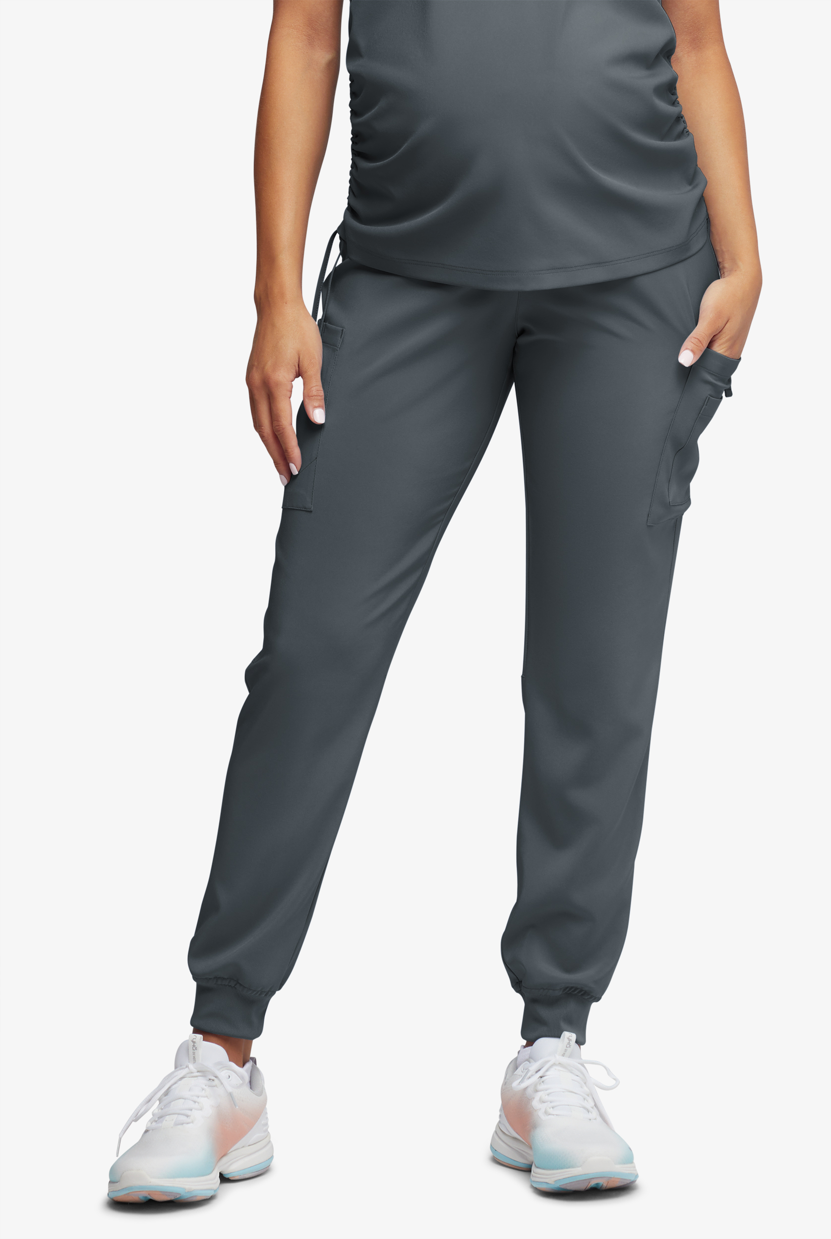 Easy STRETCH Chrissy Women's Maternity 4-Pocket Tapered Leg Jogger Scrub Pants