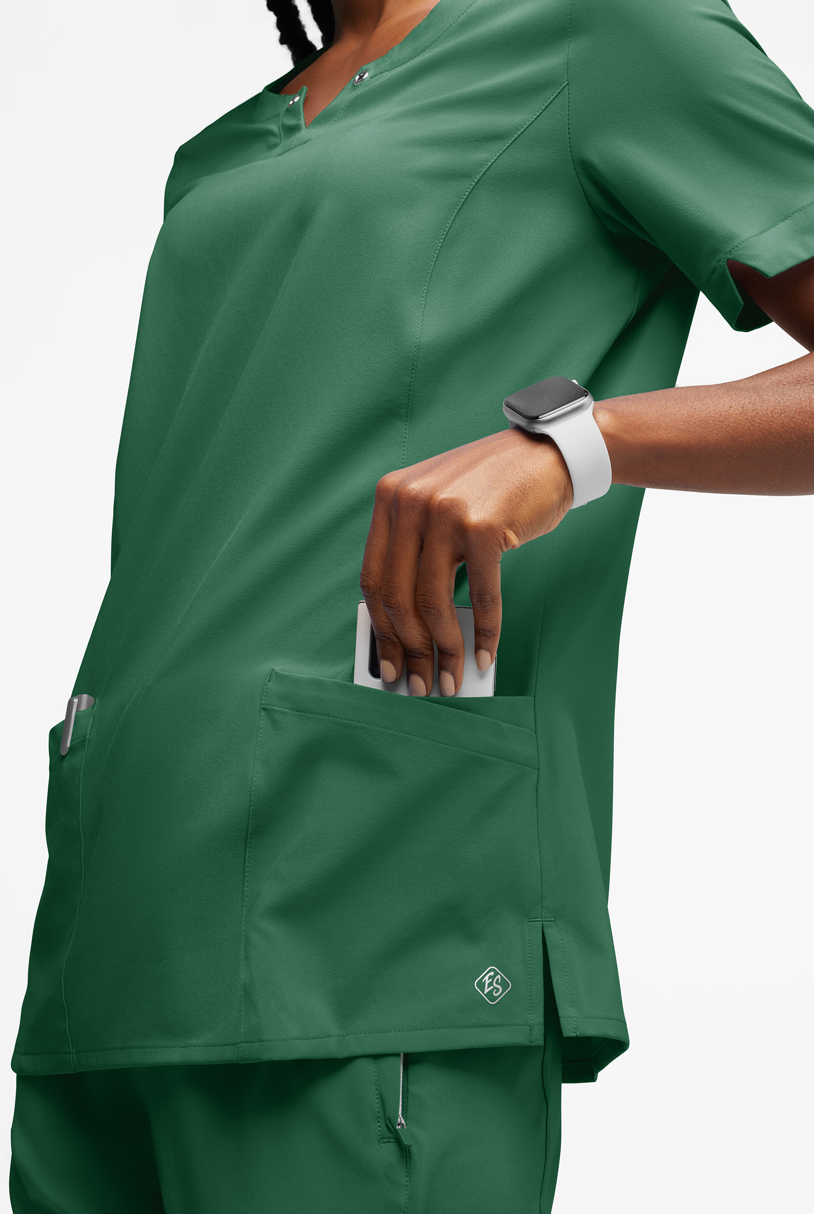 Easy STRETCH Women's Amber 4-Pocket Notch Neck Scrub Top