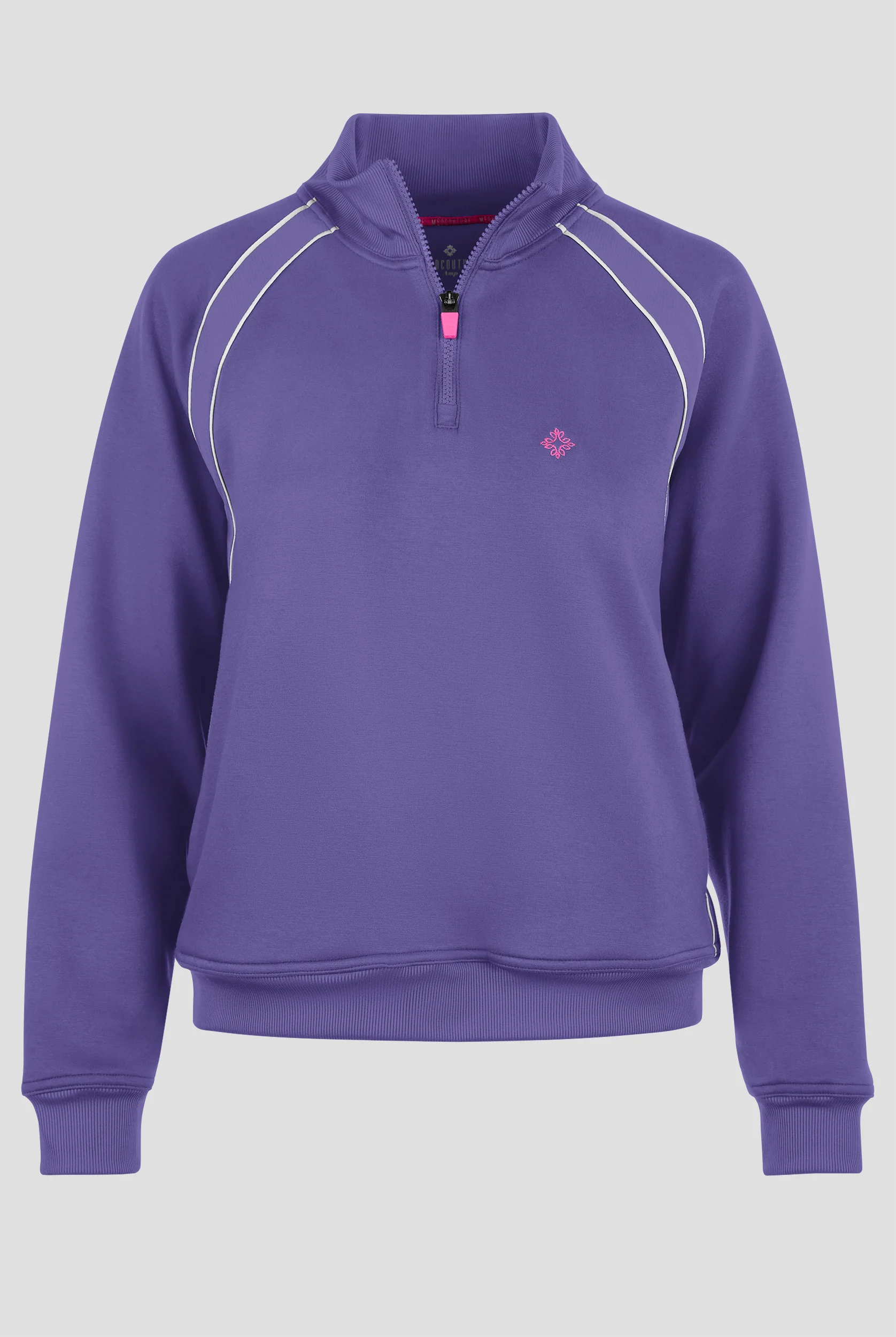 Med Couture Layers Women's 2-Pocket STRETCH Half Zip Scuba Knit Scrub Jacket