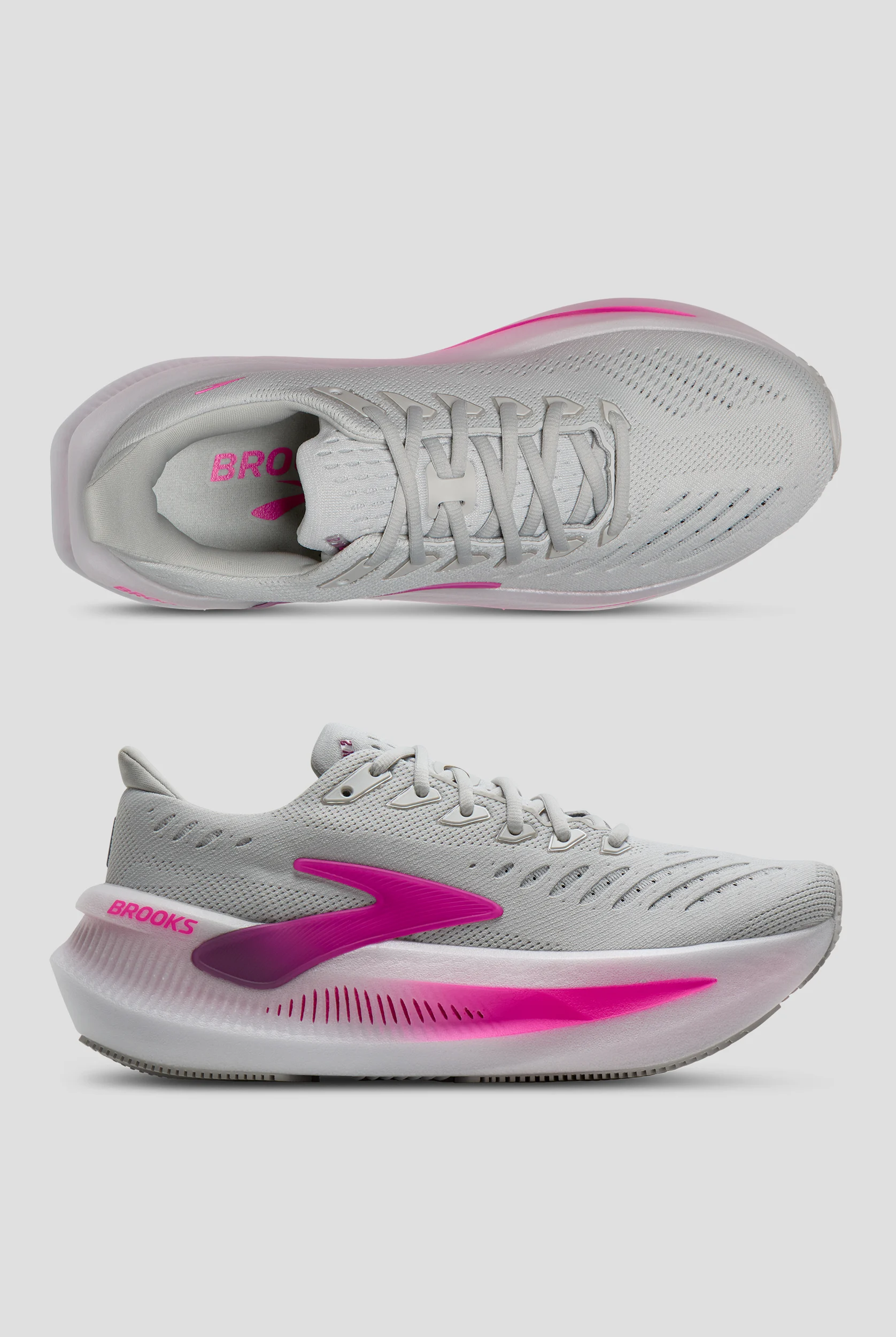 Brooks Women's Glycerin Max 2 Oyster/Argyle/Cyber Pink Athletic Lace Up Shoes