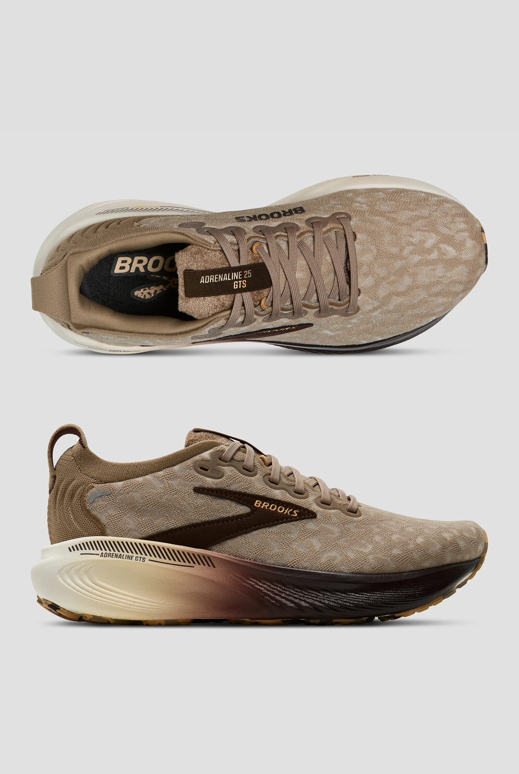 Brooks Women's Adrenaline GTS 25 Griege/Chocolate/Latte Athletic Lace Up Shoes