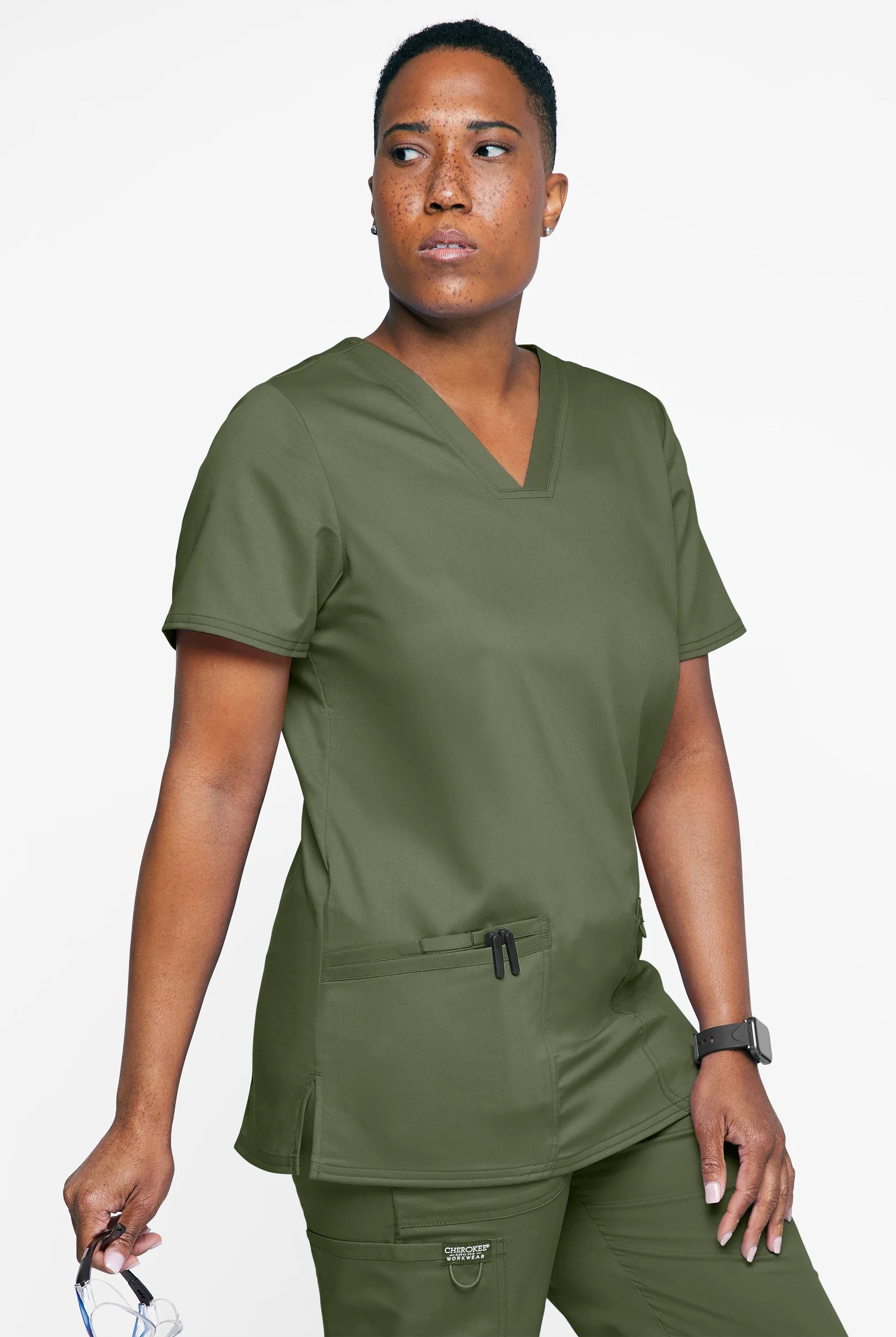 Cherokee Workwear Revolution Women's 3-Pocket STRETCH V-Neck Scrub Top