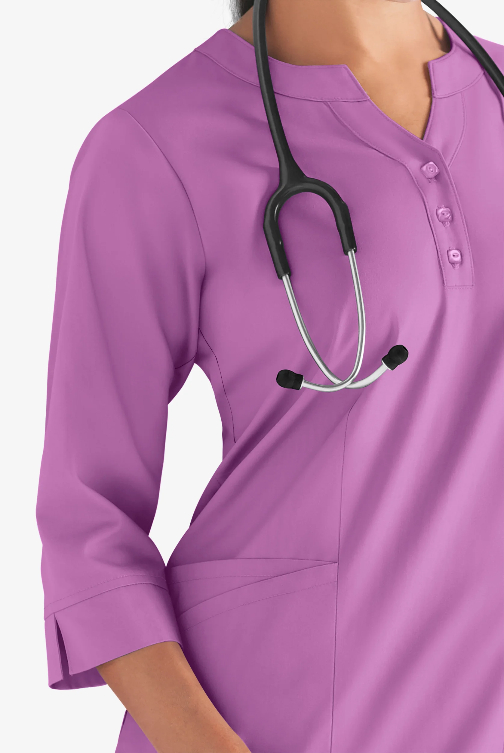 Butter-Soft STRETCH Women's 4-Pocket 3/4" Sleeve Round Neck Scrub Top