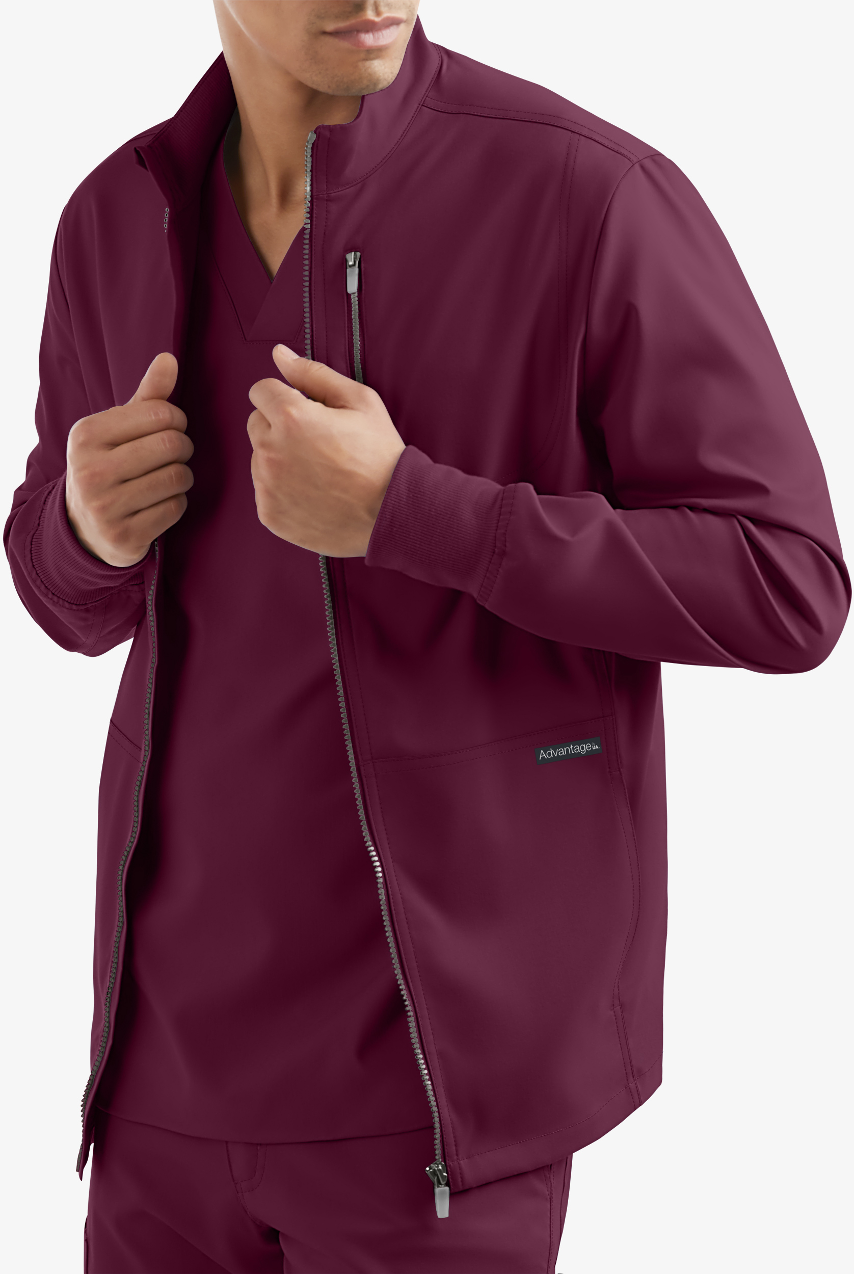 Advantage STRETCH Men's 4-Pocket Zip Front Warm-Up Scrub Jacket