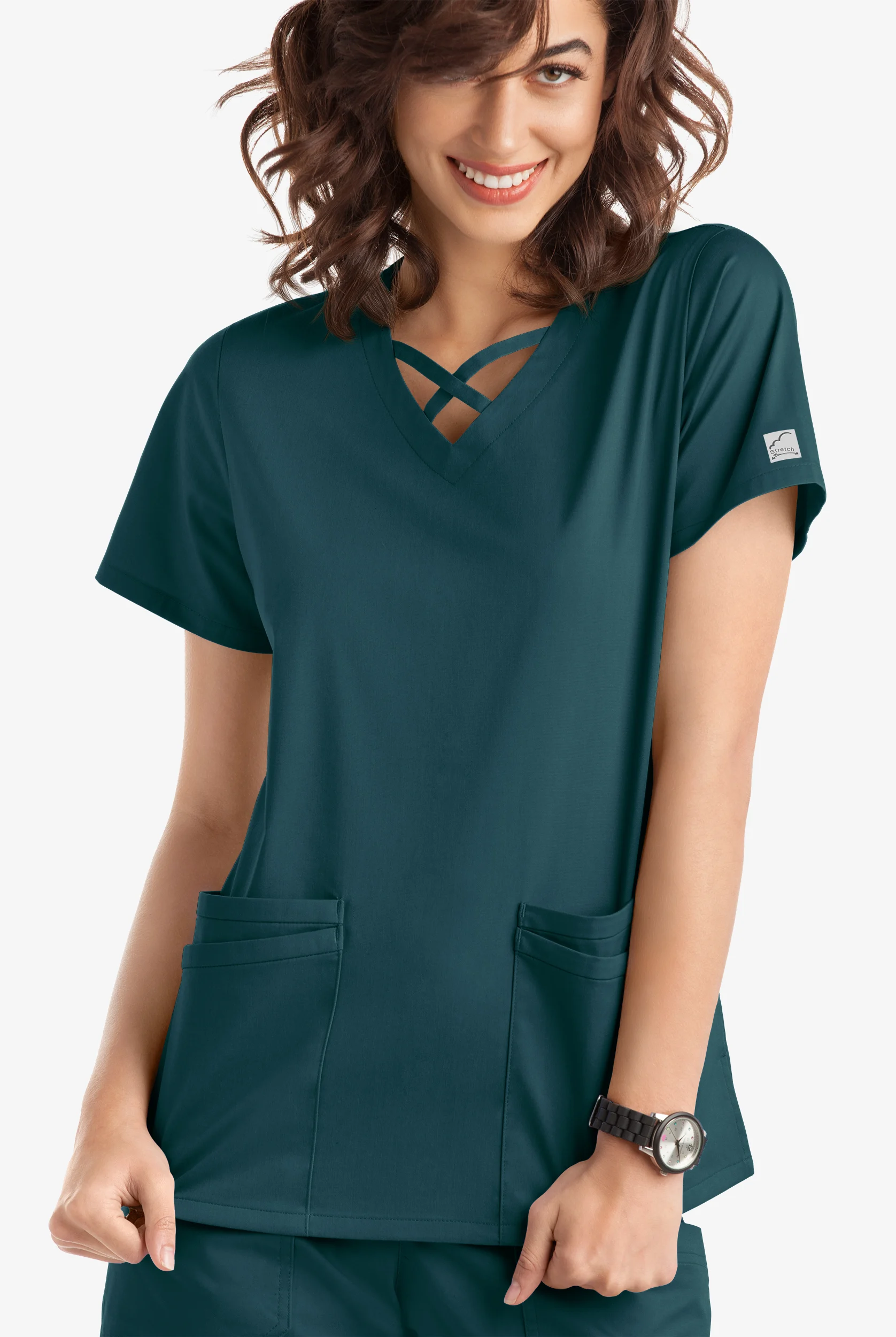Butter-Soft STRETCH Women's 4-Pocket Crisscross Scrub Top