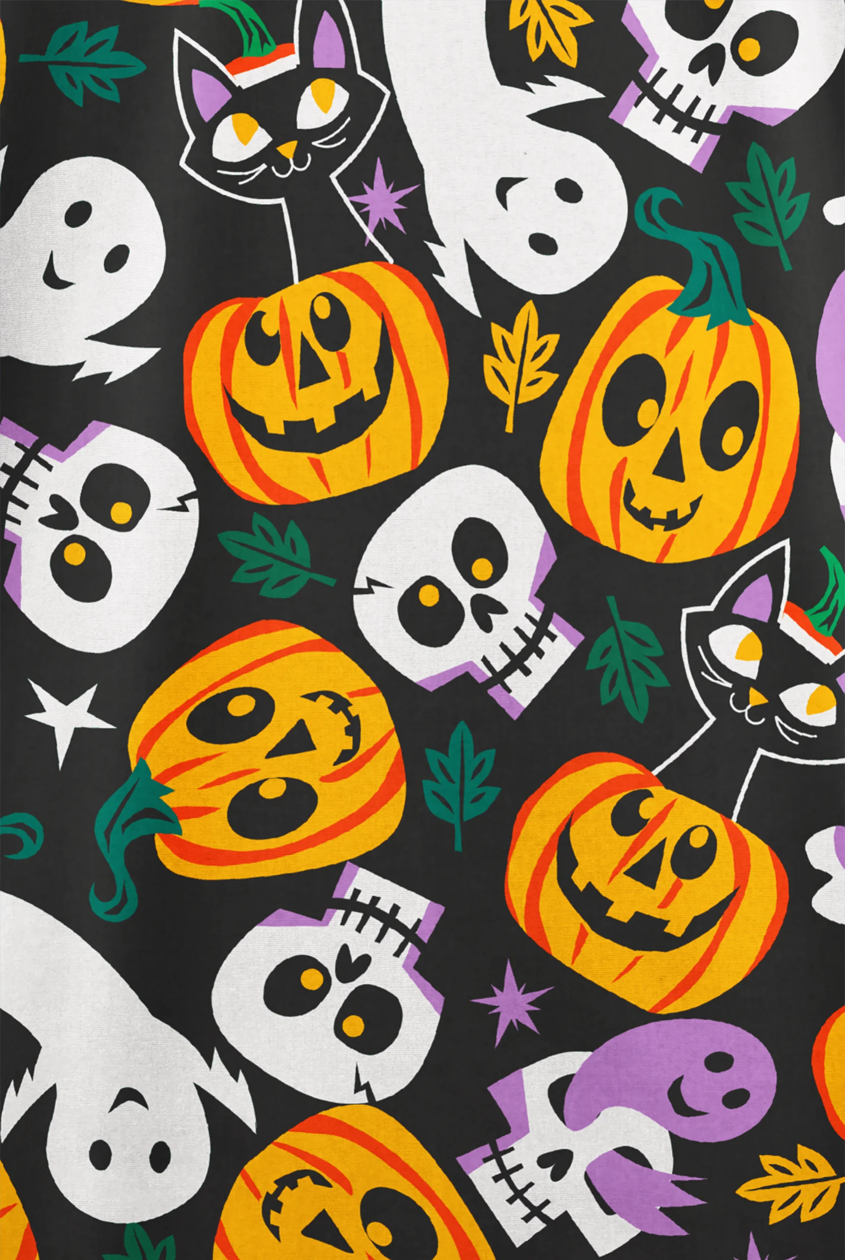 Blusa médica estampada Butter-soft Originals Boo Hoo con cuello en V y 2 bolsillos para mujer