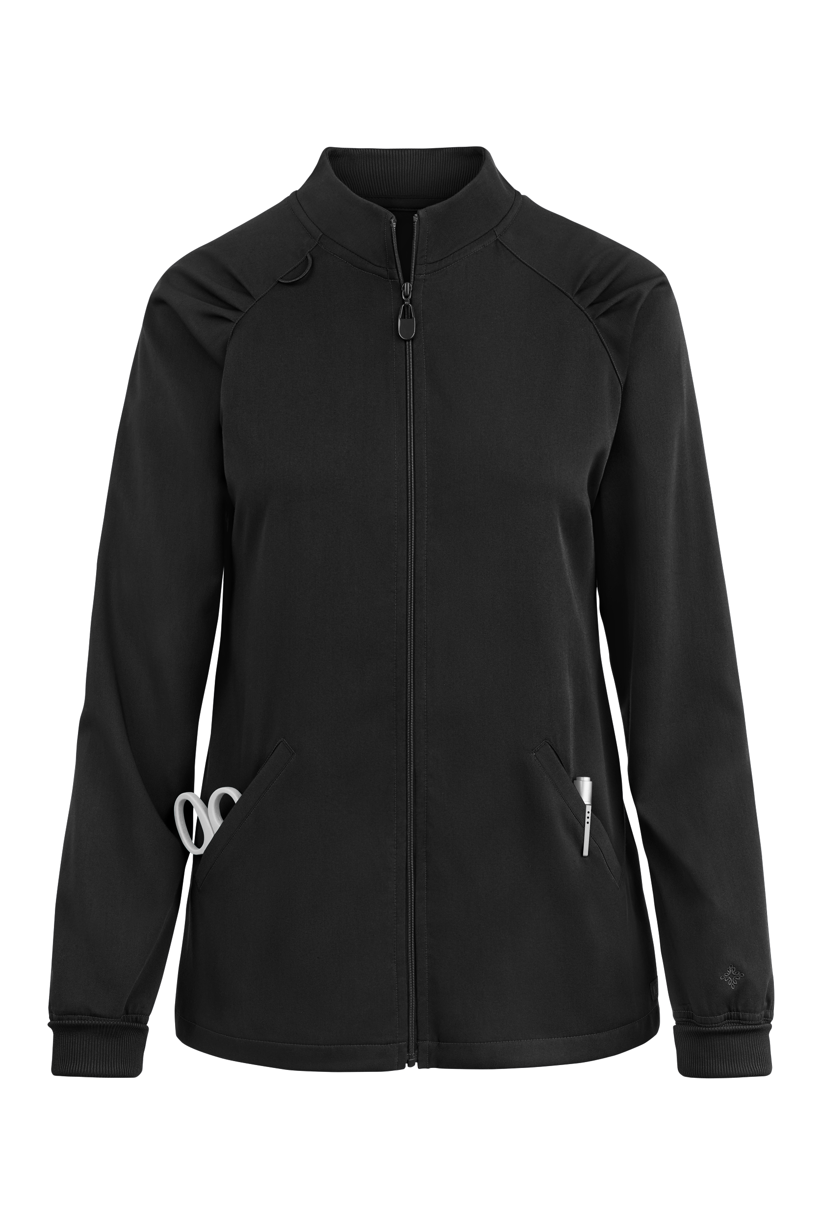 Med Couture Touch Women's 4-Pocket STRETCH Raglan Sleeve Zip Front Scrub Jacket