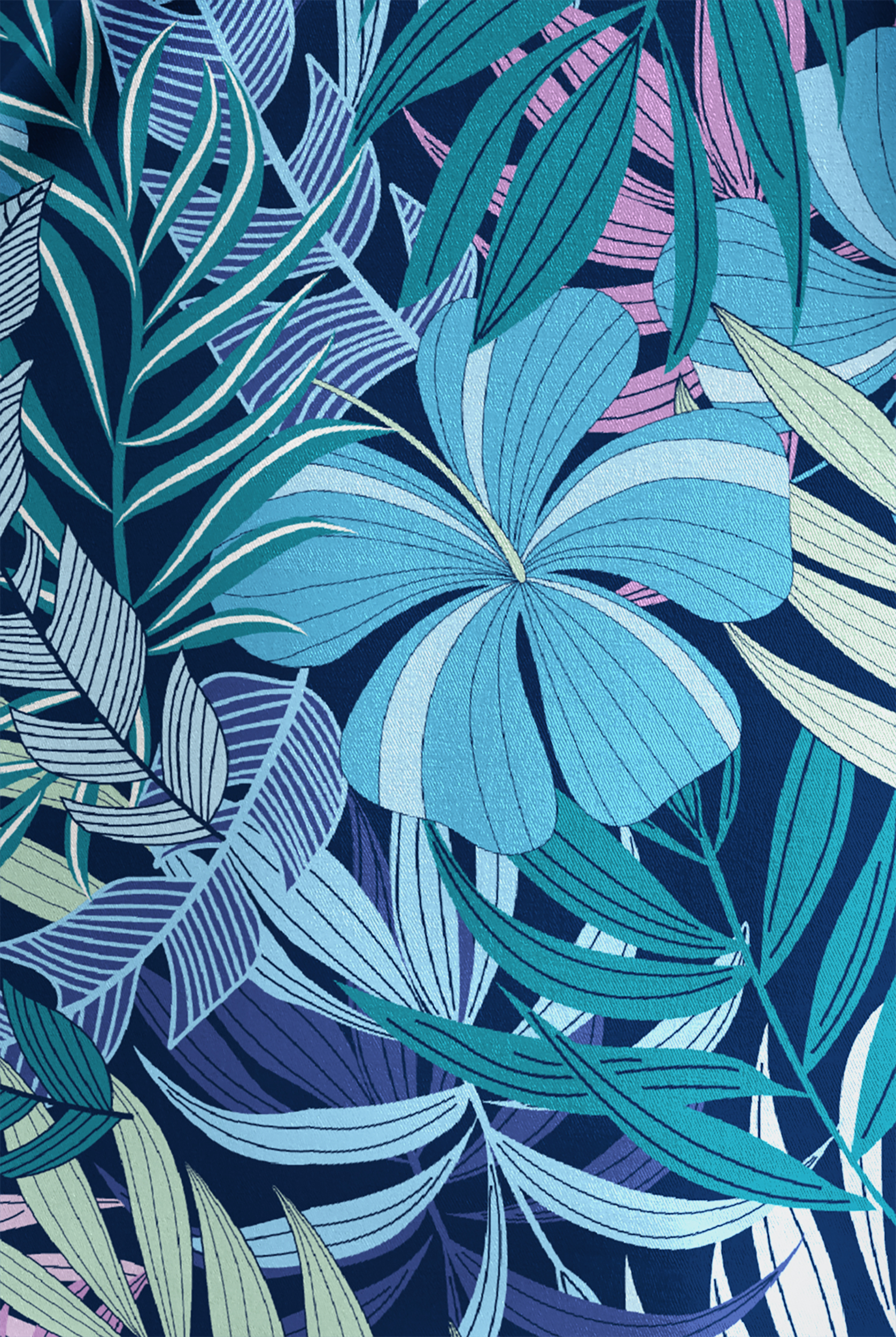 Blusa médica estampada Strictly Scrubs STRETCH Tropical Mix Navy con cuello entrecruzado y 4 bolsillos para mujer