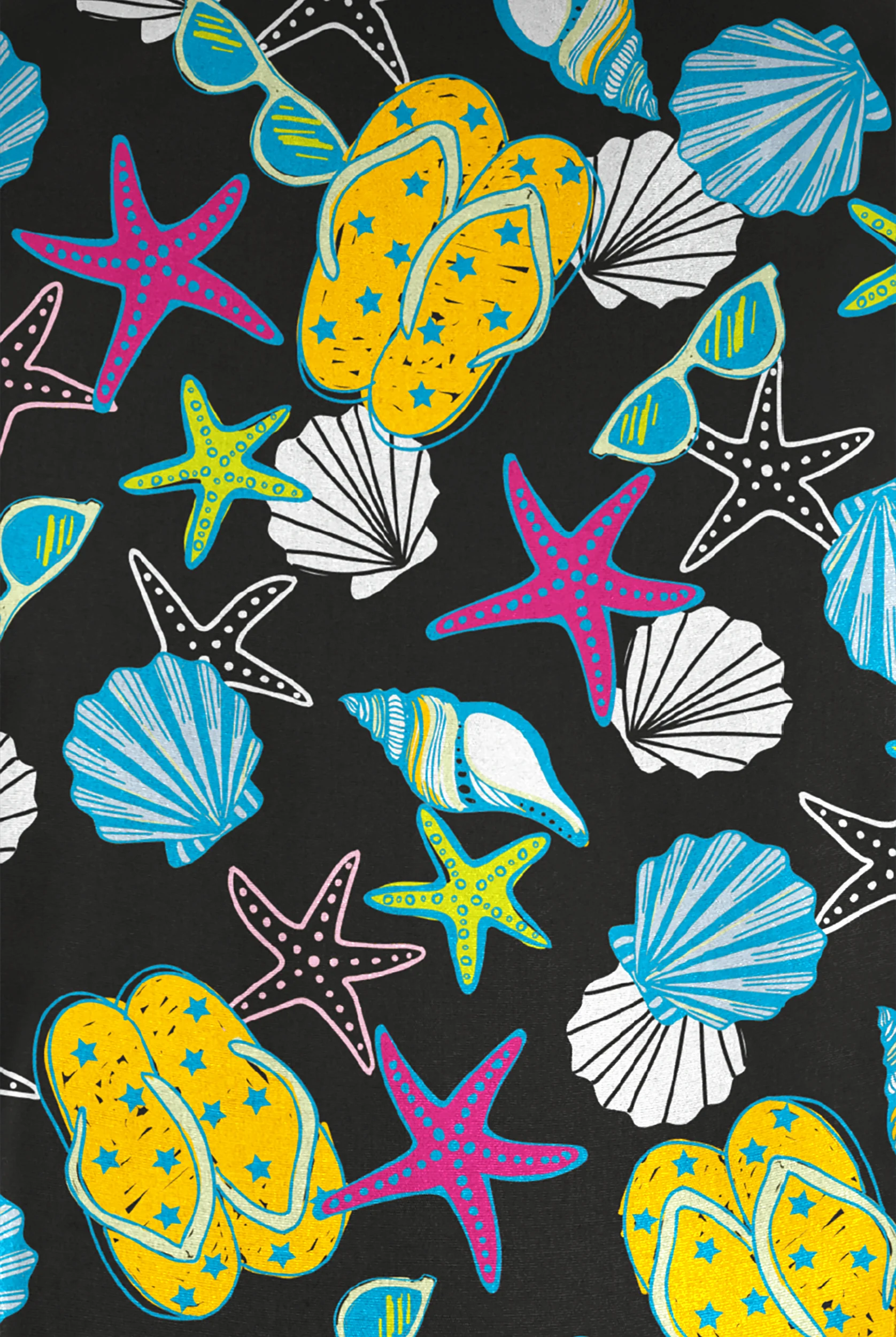 Butter-Soft Originals Walk On The Beach Women's 7-Pocket Curved V-Neck Print Scrub Top