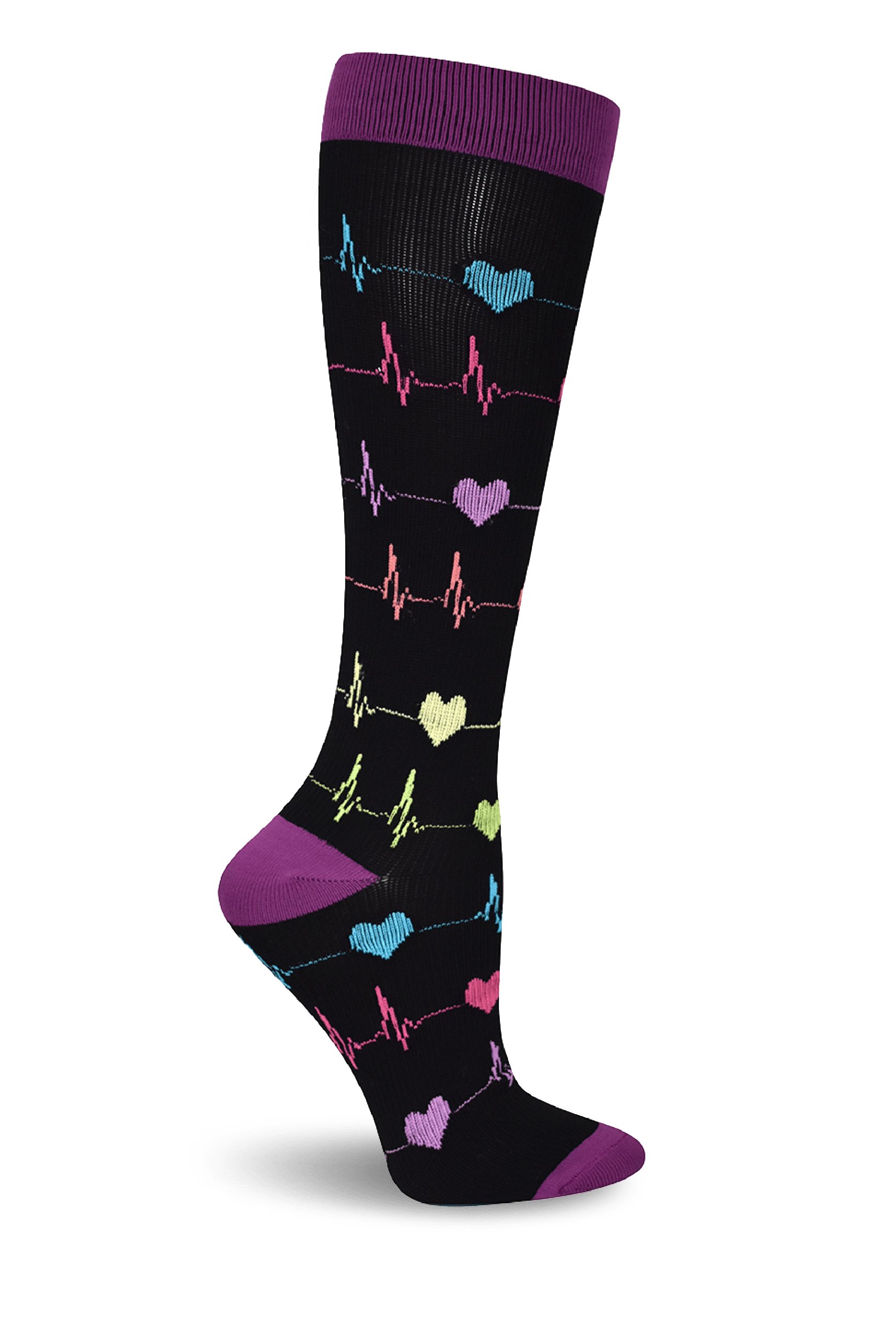 Think Medical Heart EKG Women's 10-14 mmHg Wide Light Compression Socks