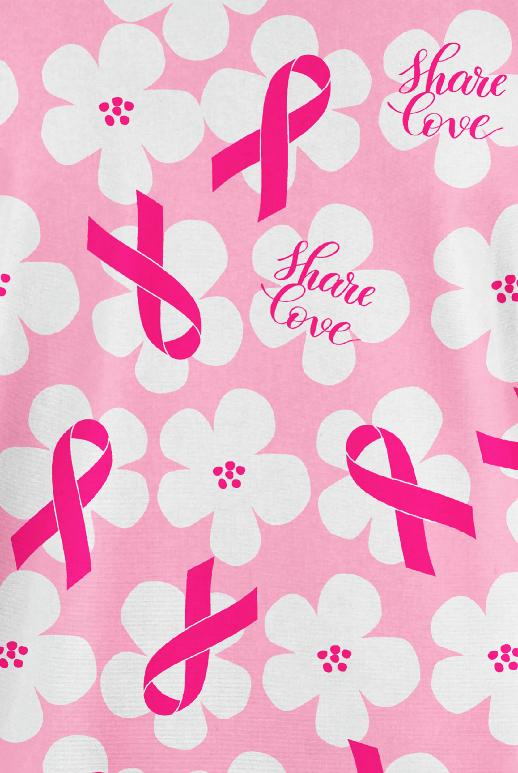 Blusa médica estampada Butter-soft Originals Share Love Fuchsia con cuello en V y 2 bolsillos para mujer