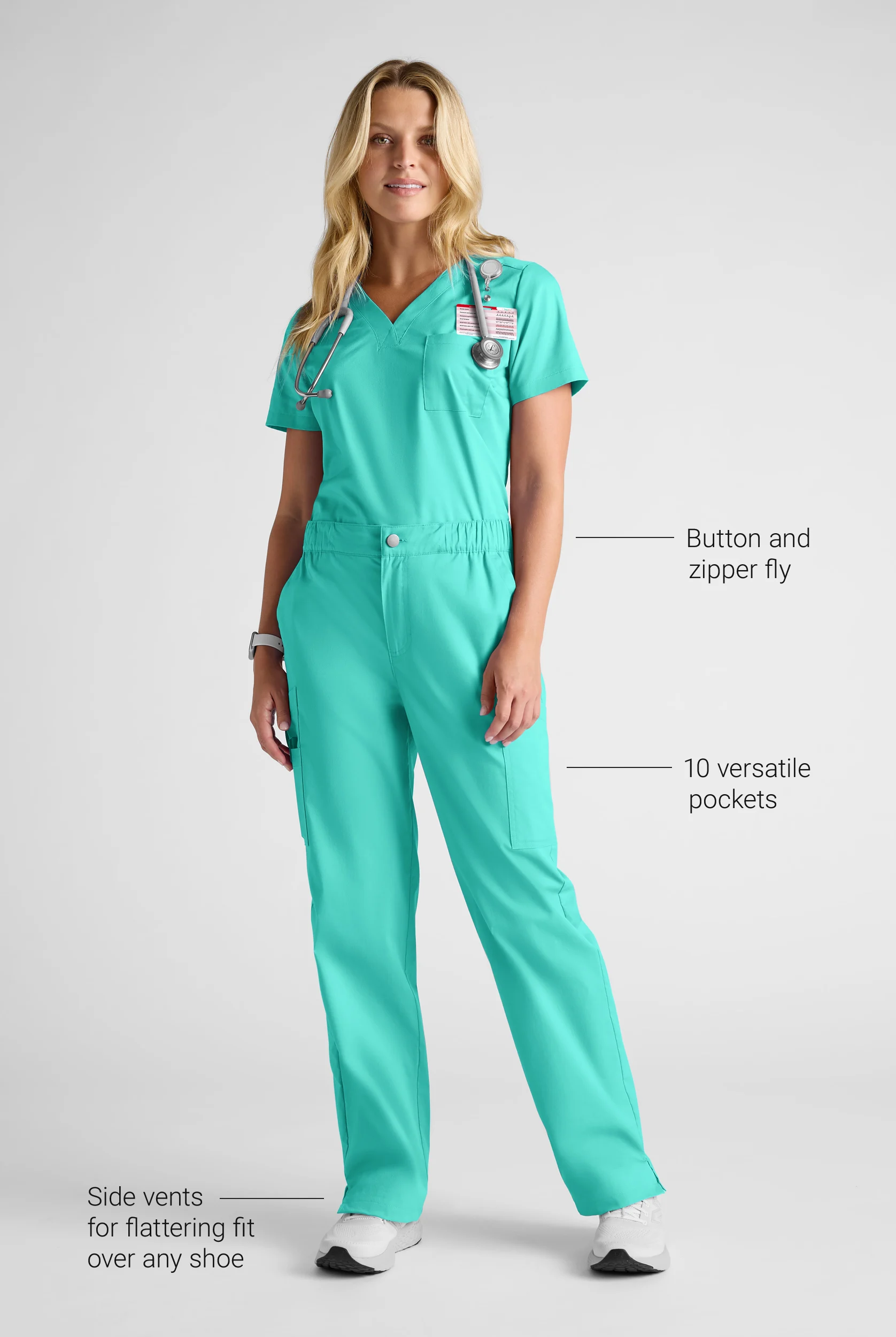 Butter-Soft STRETCH Women's 10-Pocket Straight Leg Cargo Scrub Pants