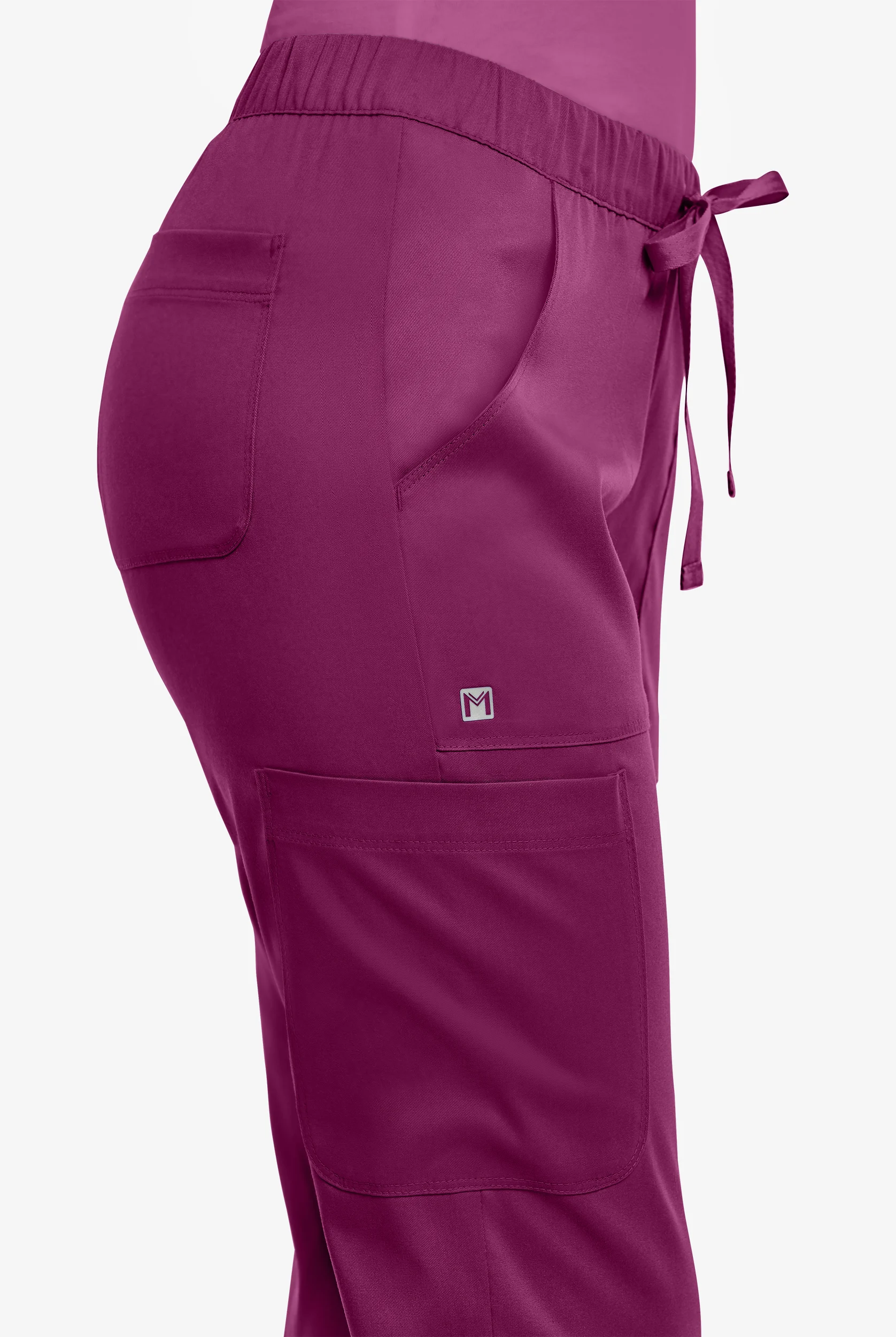 Maevn Matrix Women's 5-Pocket STRETCH Elastic Waist Drawstring Cargo Scrub Pants - Petite