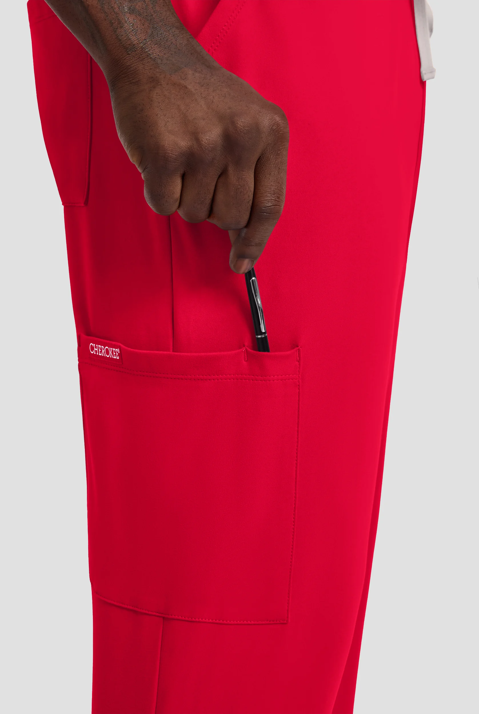 Cherokee Achieve Men's 5-Pocket STRETCH Straight Leg Cargo Knit Scrub Pants