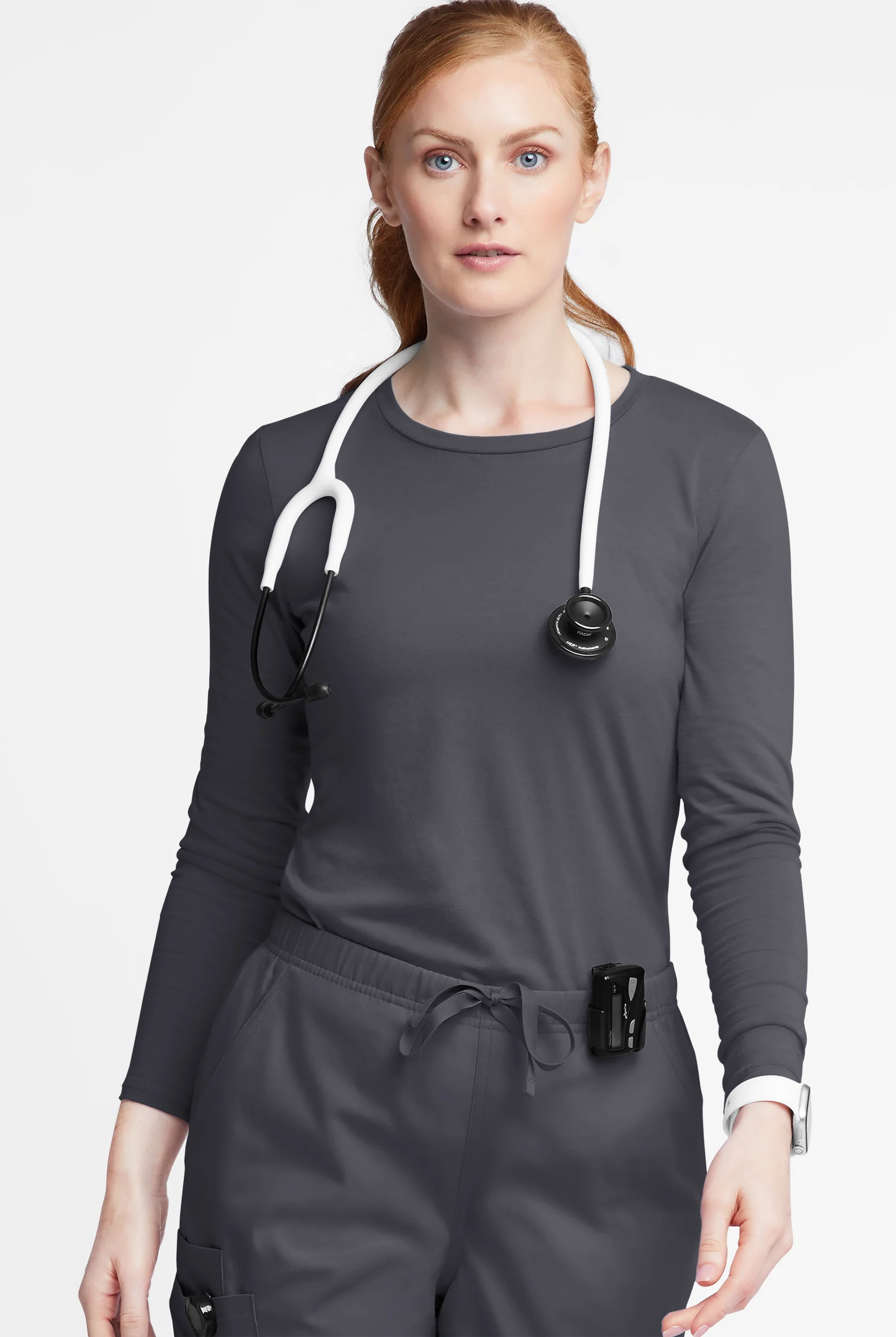 Butter-Soft Originals Women's STRETCH Cotton-Rich Long Sleeve Crew Neck Knit Underscrub