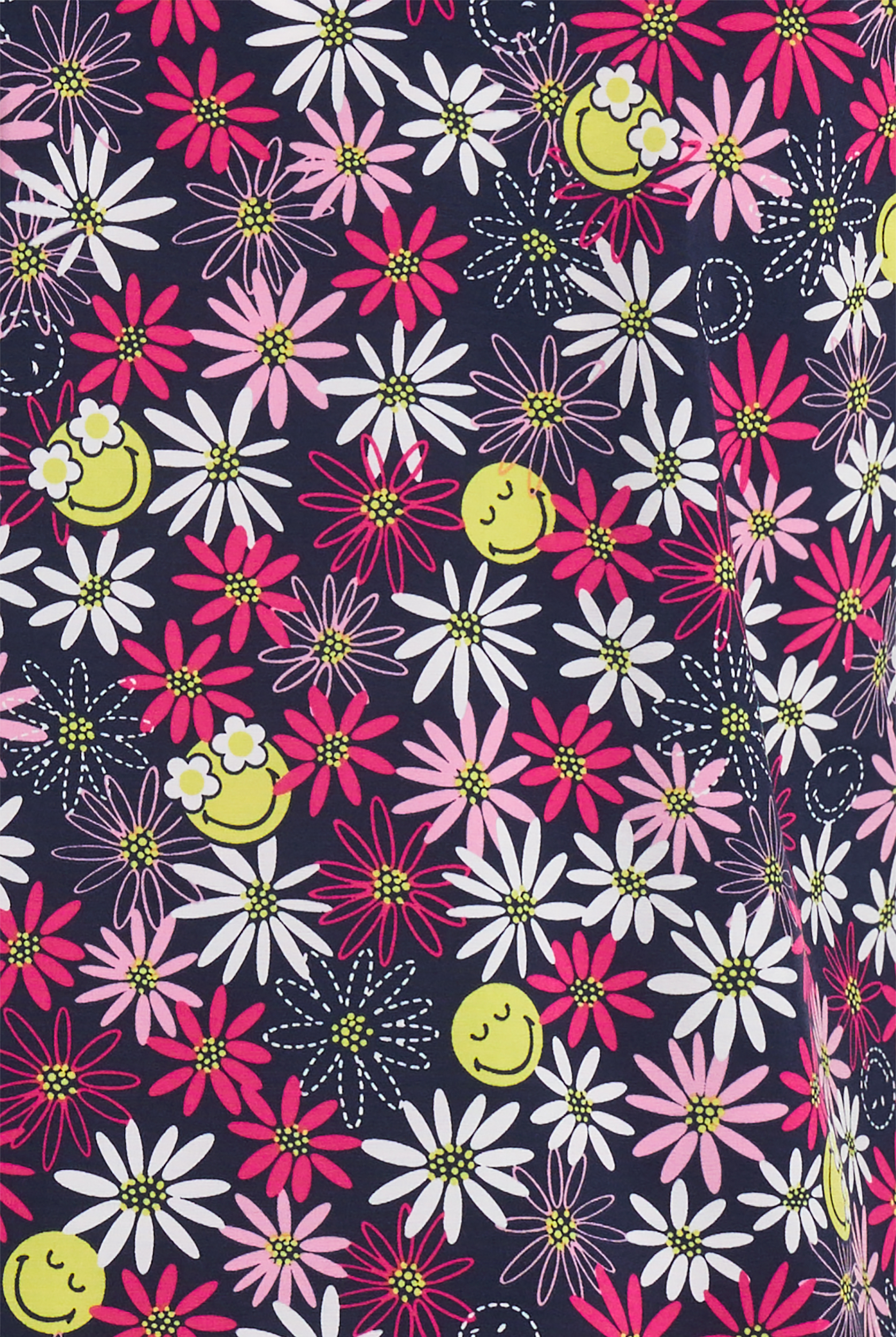 koi Smiley World Smile Daisy Women's 3-Pocket STRETCH V-Neck Print Scrub Top