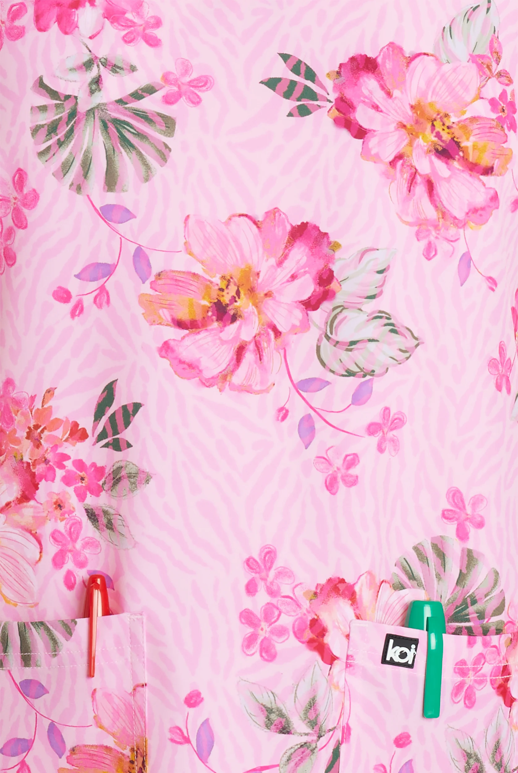 koi Next Gen Early Energy Floral Women's 2-Pocket STRETCH V-Neck Print Scrub Top