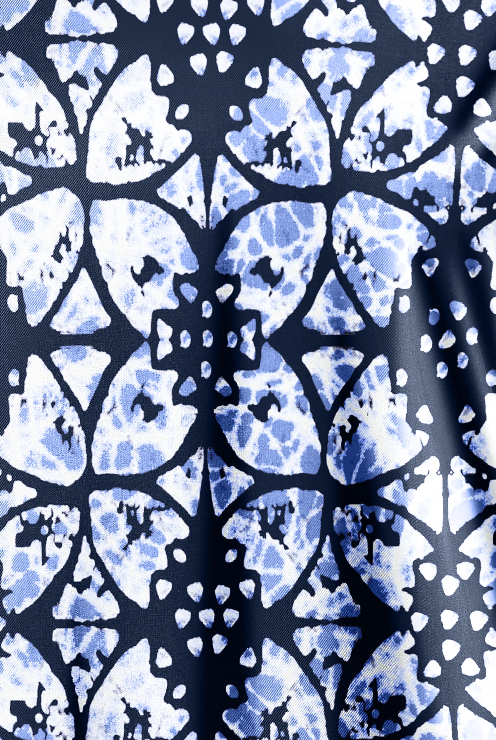 Butter-Soft STRETCH Desert Rose Navy Women's 4-Pocket Large Grommet Print Scrub Top