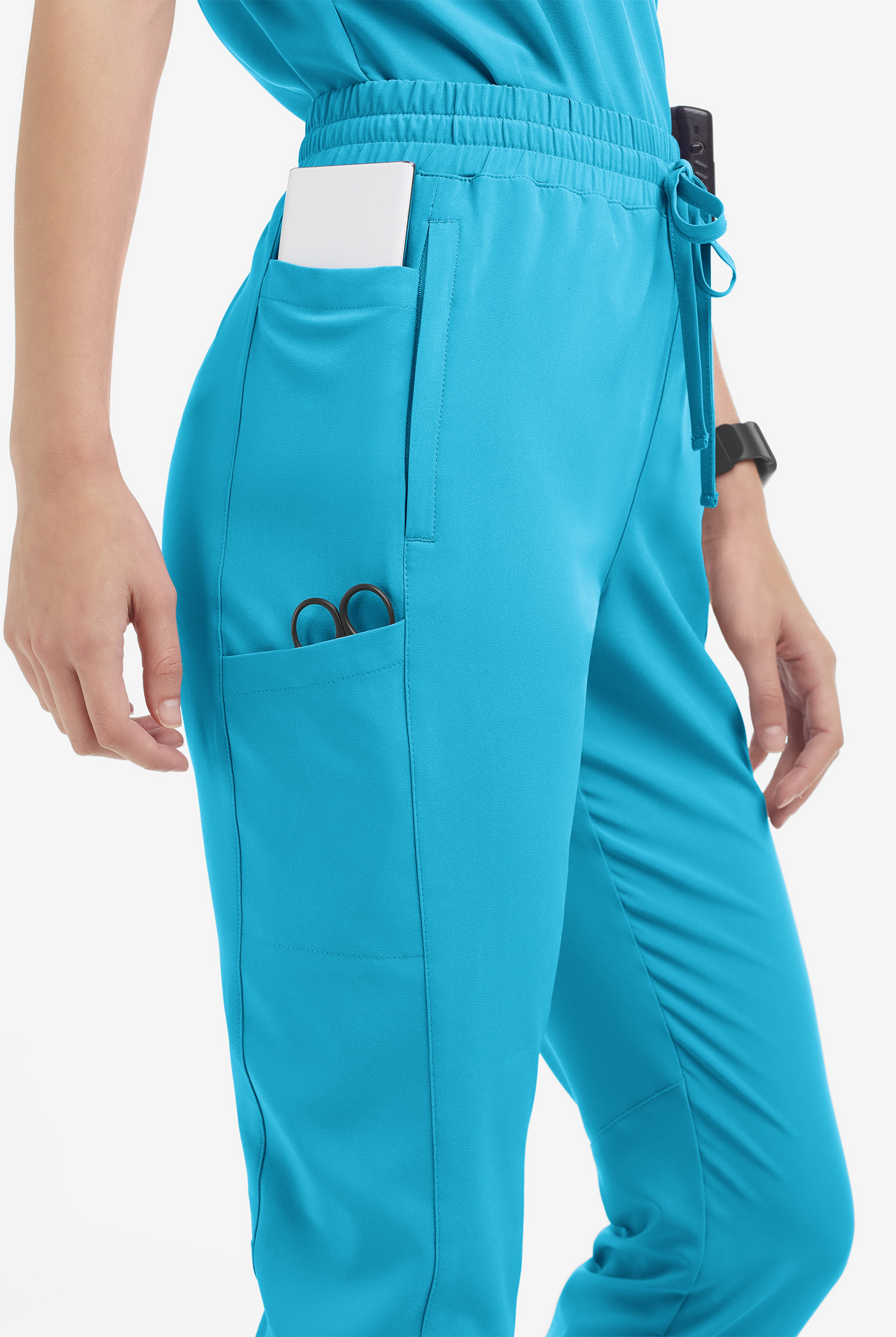 Pantalón médico Easy STRETCH Kourtney estilo jogger con piernas delgadas modernas y 5 bolsillos para mujer - Petite