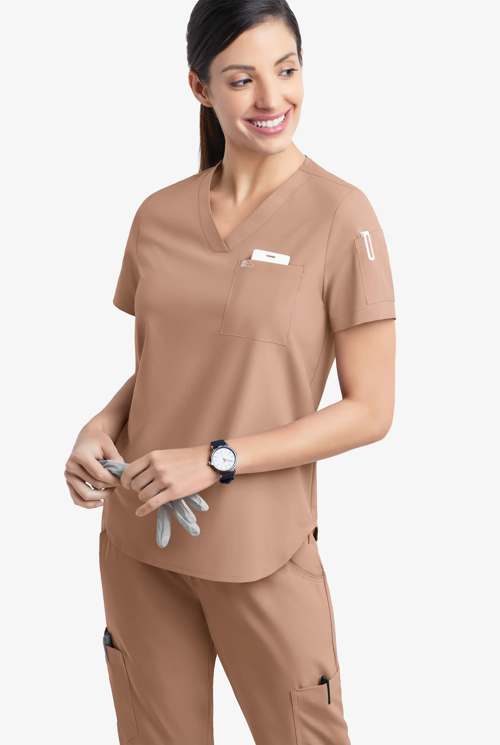 Easy STRETCH Chloe Women's 3-Pocket V-Neck Tuck-In Scrub Top