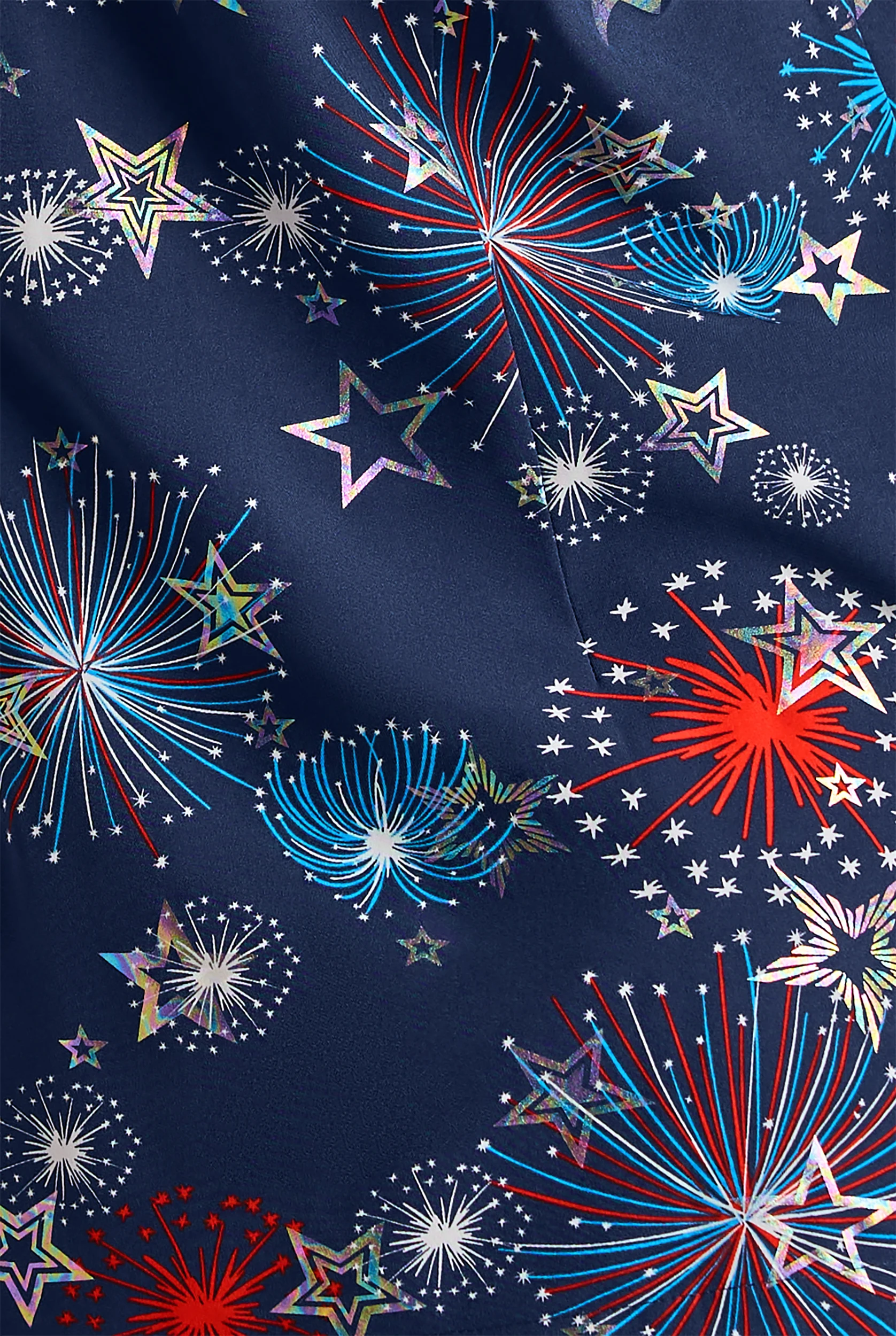 Butter-Soft STRETCH Shining Fourth Navy Women's Printed Long Sleeve Snap Front Jacket