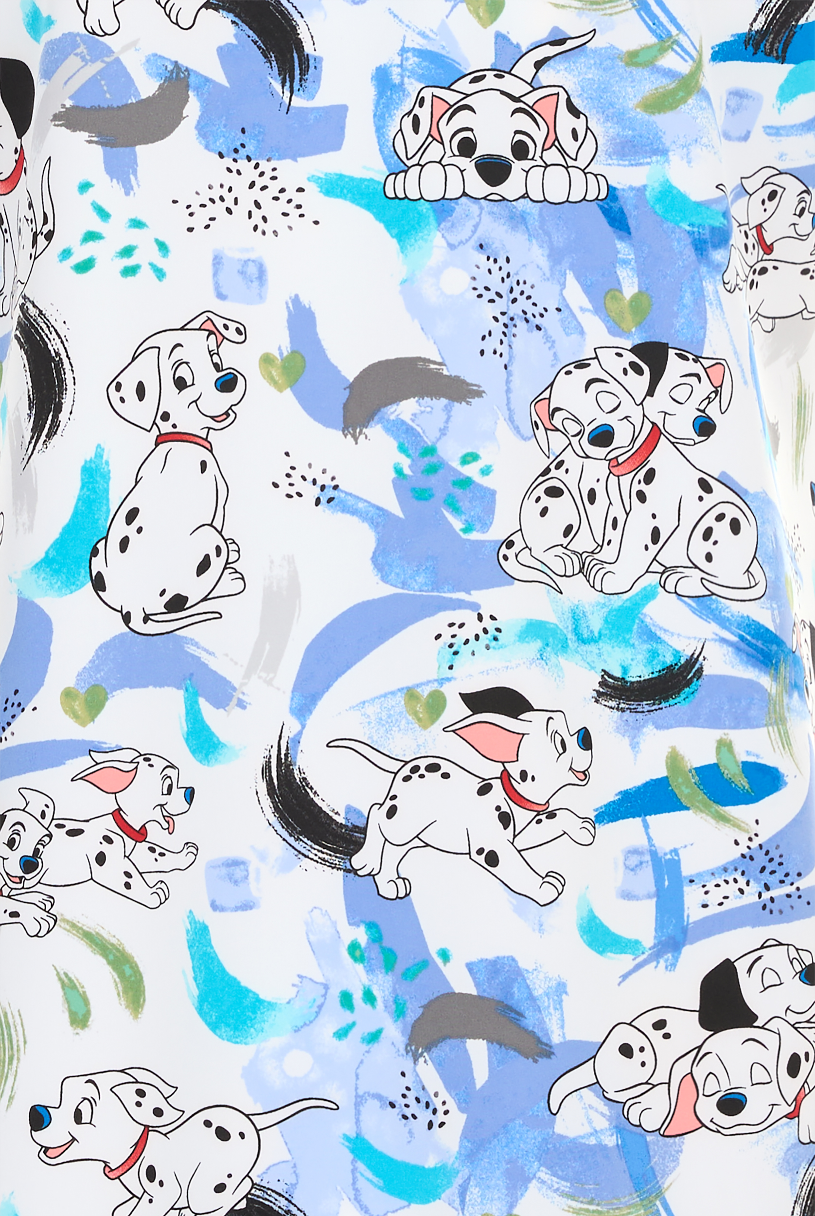 Blusa médica estampada Tooniforms Disney's 101 Dalmatians Puppy Splash STRETCH con cuello en V y 1 bolsillo para mujer