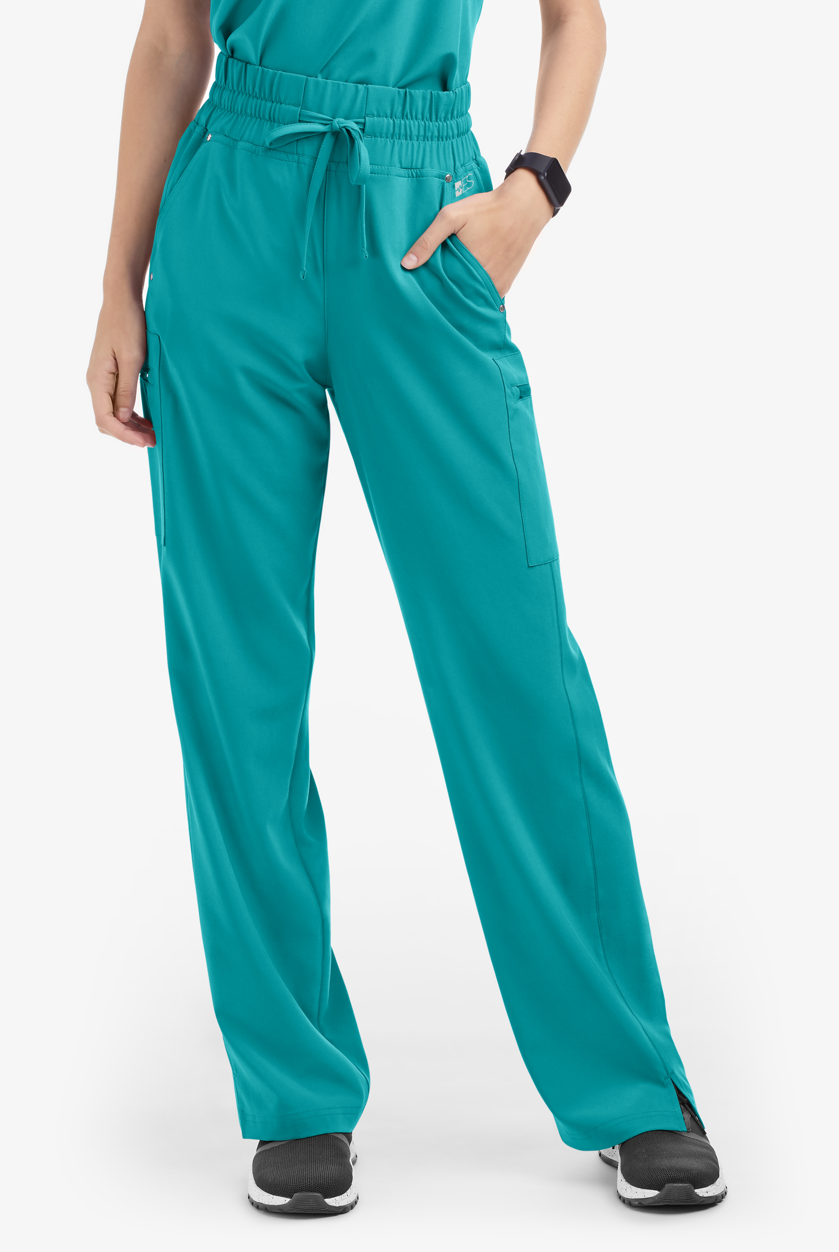 Easy STRETCH Ellie Women's 5-Pocket High Waisted Wide Leg Scrub Pants - Tall