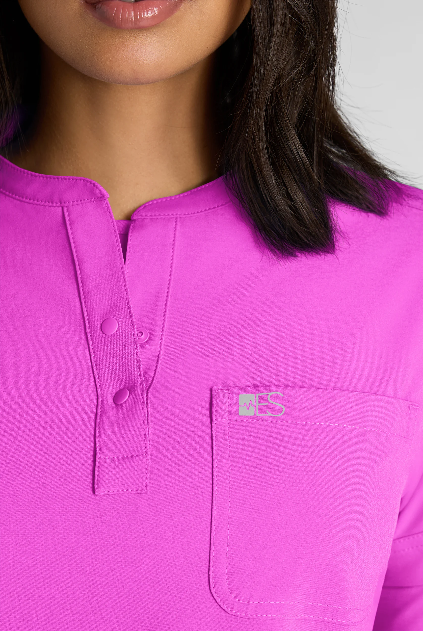 Easy STRETCH Bella Women's 1-Pocket Henley Scrub Top