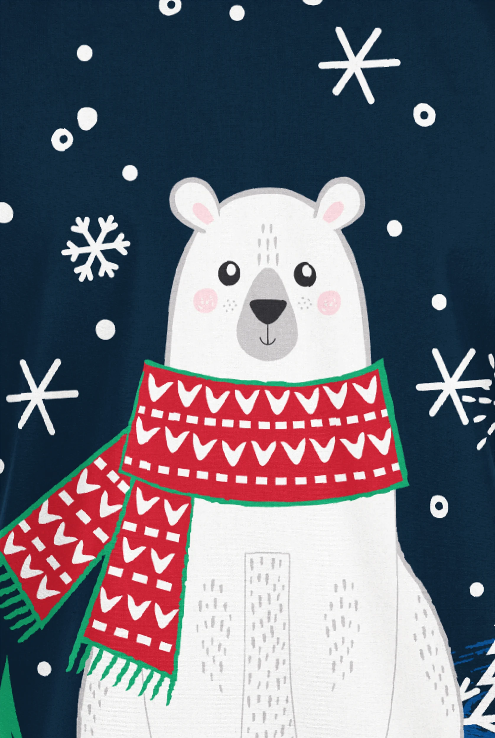 Butter-Soft Originals Nordic Christmas Navy Women's 2-Pocket V-Neck Print Scrub Top