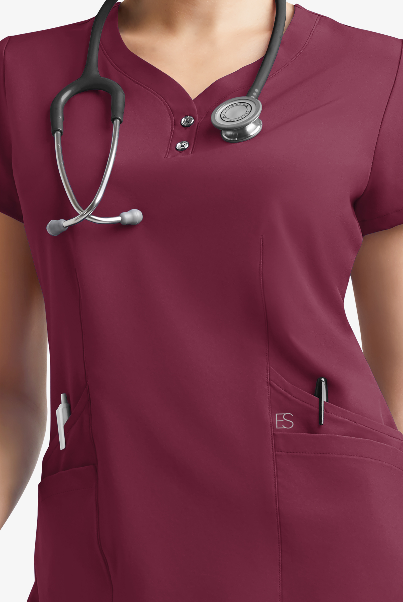 Easy STRETCH Demi Women's 4-Pocket Henley Scrub Top