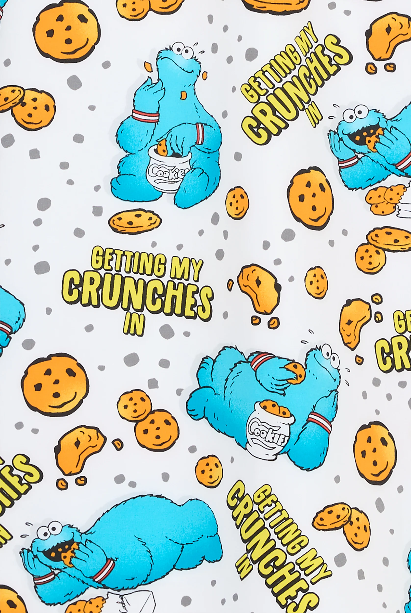 Tooniforms Cookie Monster Crunches Women's 2-Pocket STRETCH V-Neck Print Scrub Top