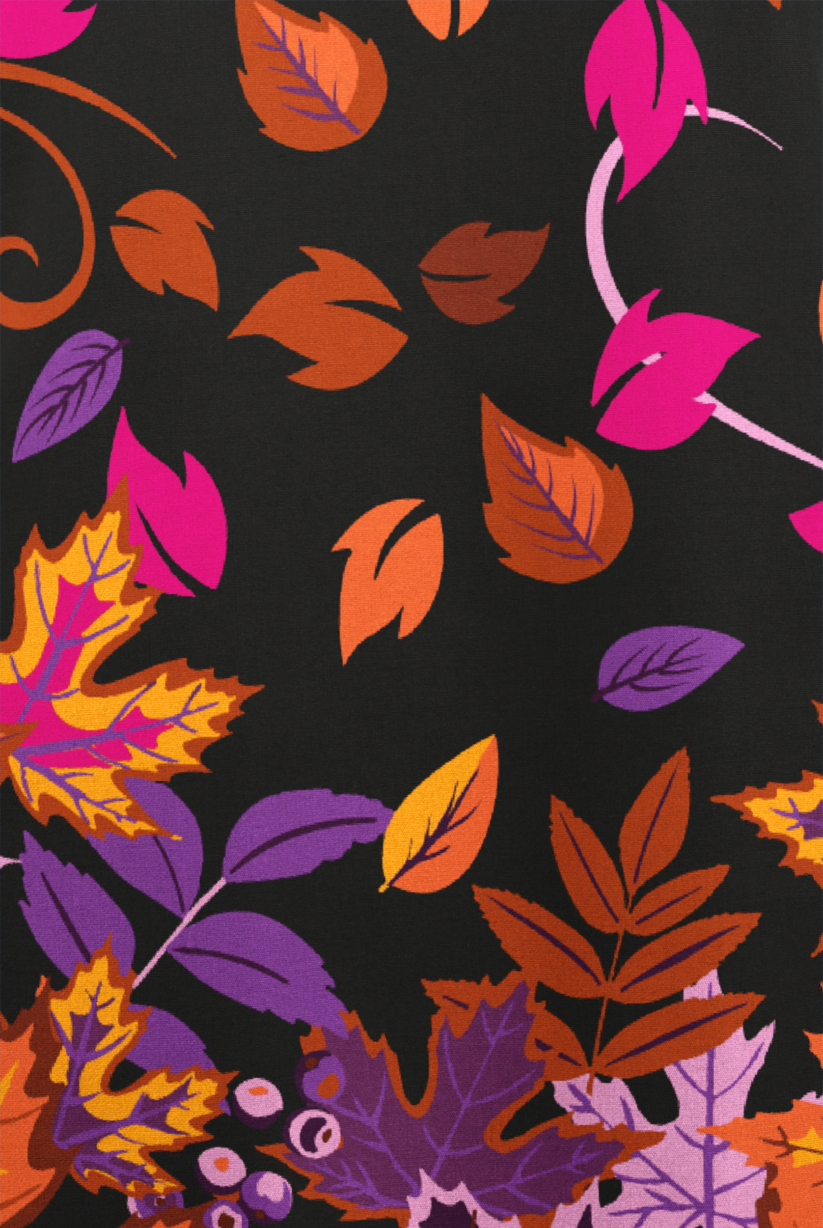 Butter-Soft Originals Autumn Walk Black Print  Women's 2-Pocket Scallop Neck Print Scrub Top