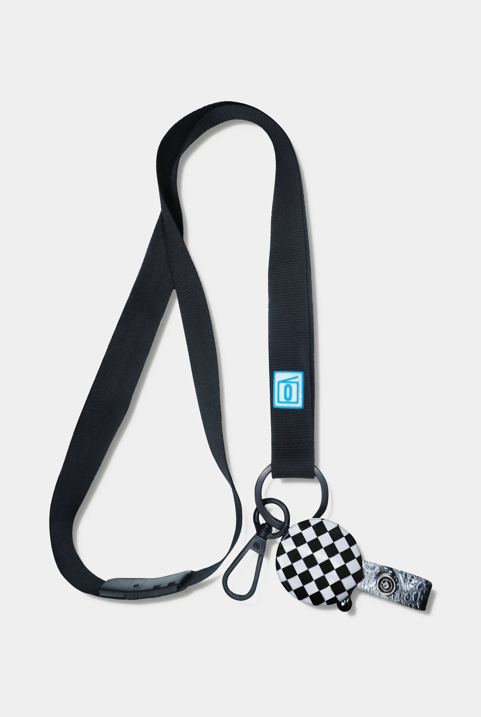 Outside the Box Black w Checkerboard Luxe Lanyard