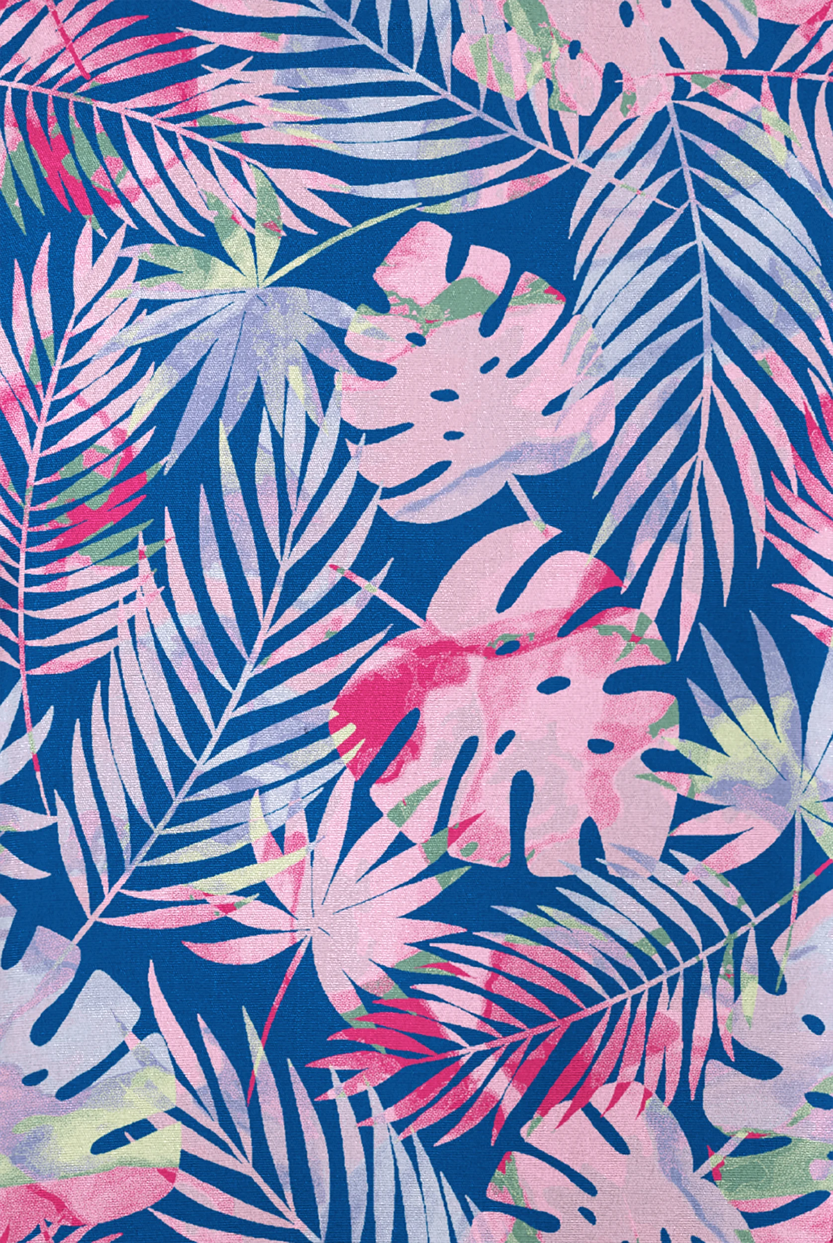 Butter-Soft Originals Tropical Garden Women's 3-Pocket Raglan Sleeve Mock Wrap Print Scrub Top