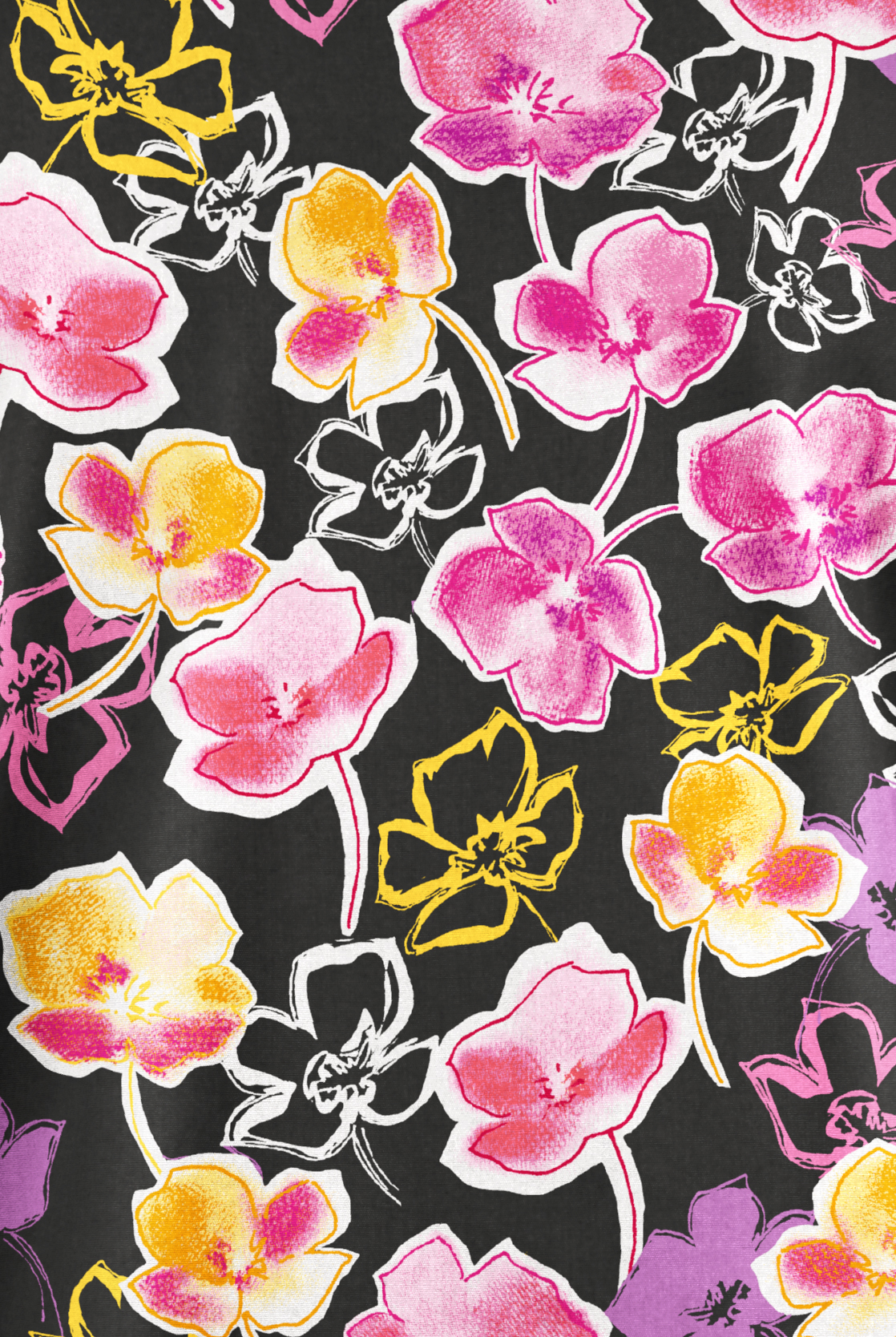 Butter-Soft Originals Spring Poppies Pewter Women's 2-Pocket V-Neck Print Scrub Top