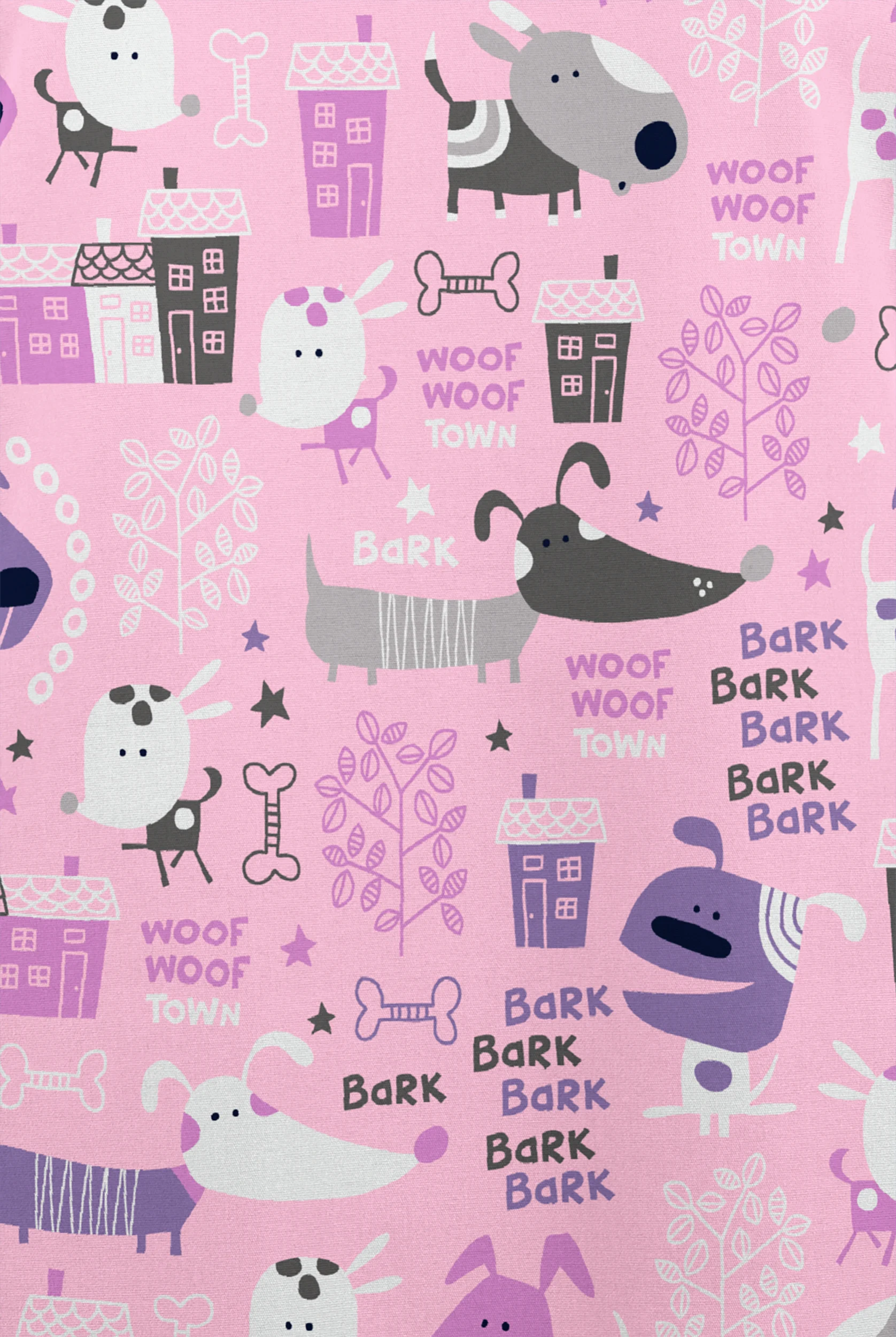 Happy Scrubs Bark Park Blush Women's 2-Pocket Scallop Neck Print Scrub Top